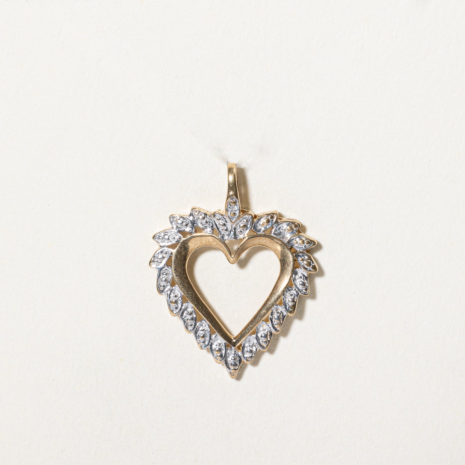 Two Tone Gold Diamond Heart Pendant Necklace - 0.005ct Genuine Diamond Jewelry for Women - Perfect Gift for Valentine's Day, Anniversary & Special Occasions