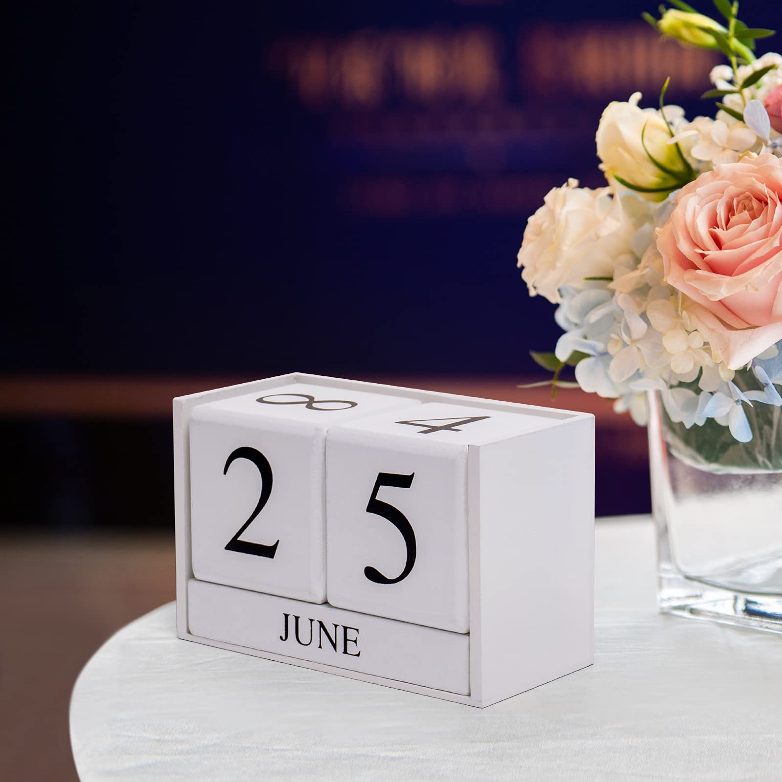 Notakia Wooden Perpetual Calendar - Large White Office Desk Calendar with Block Dates, Daily Planner for Home & Office Organization - Perfect for Desk Decor, Gift Giving, and Productivity Tracking