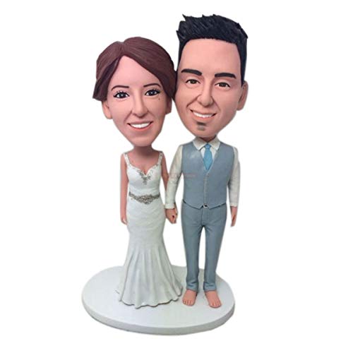 Custom Bobblehead Couple - Personalized Wedding Cake Topper with Hand-Painted Details | Unique Wedding Gift for Bride & Groom | Perfect for Anniversaries, Bridal Showers & Honeymoon Decor