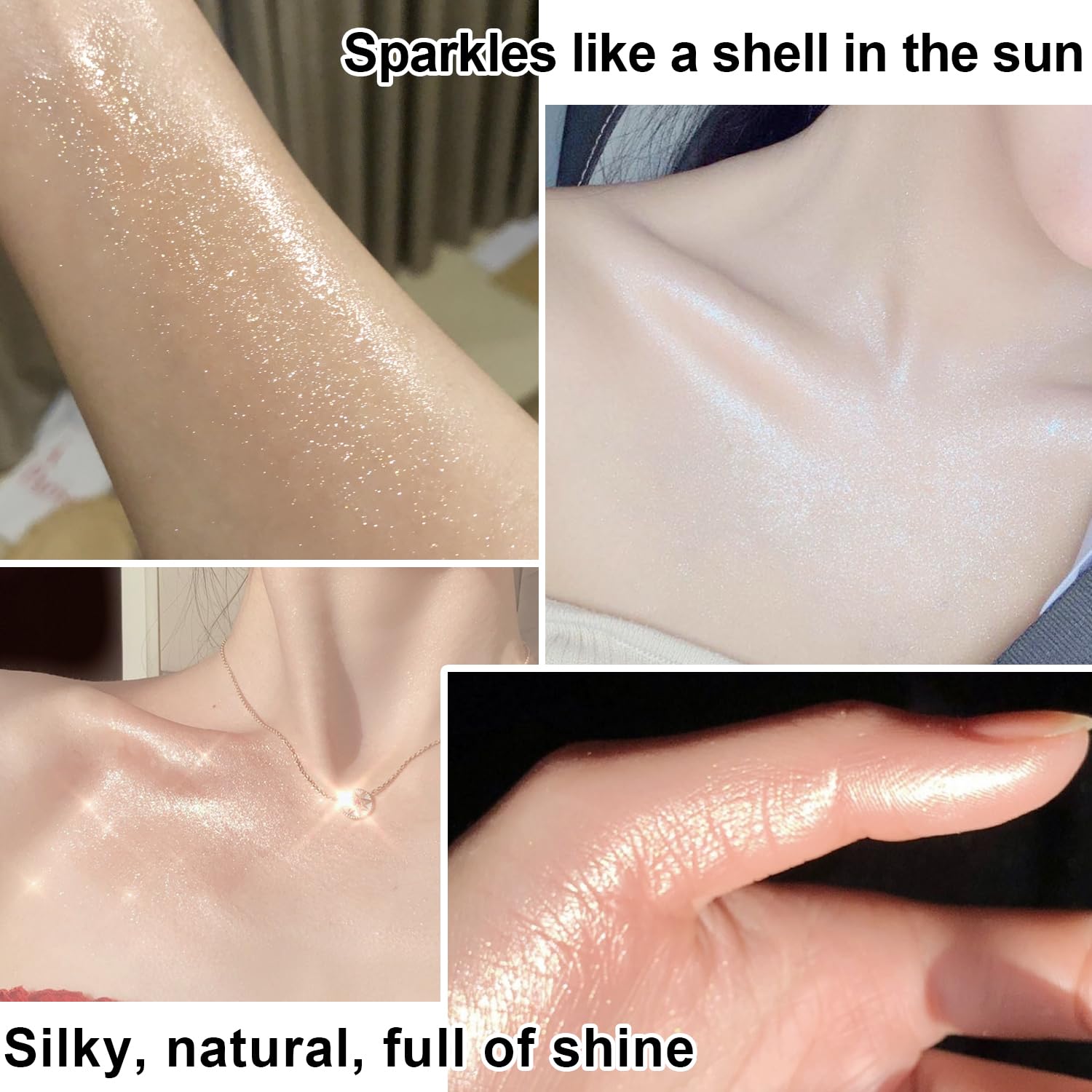 Glitter Powder Highlighter Makeup - Shimmer Body Glitter Brush for Face, Lips & Body | 3D Brightening Blusher & Natural Glow Enhancer | Perfect for Parties, Festivals & Night Out (Champagne #03)