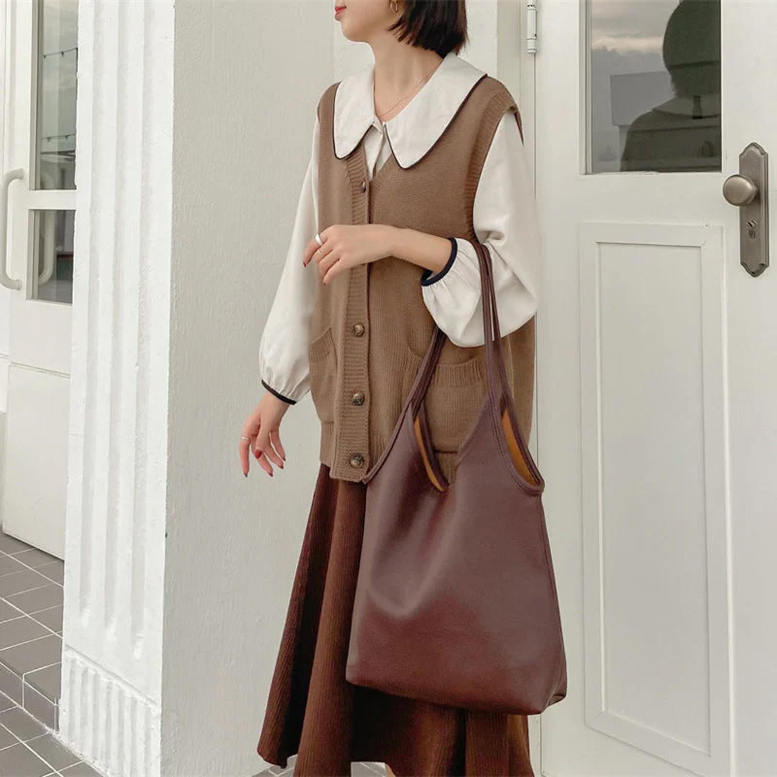 Stylish Large Capacity PU Leather Shoulder Bag - Lightweight Hobo Purse with Coin Purse Set for Women | Perfect for Work, Travel & Everyday Use