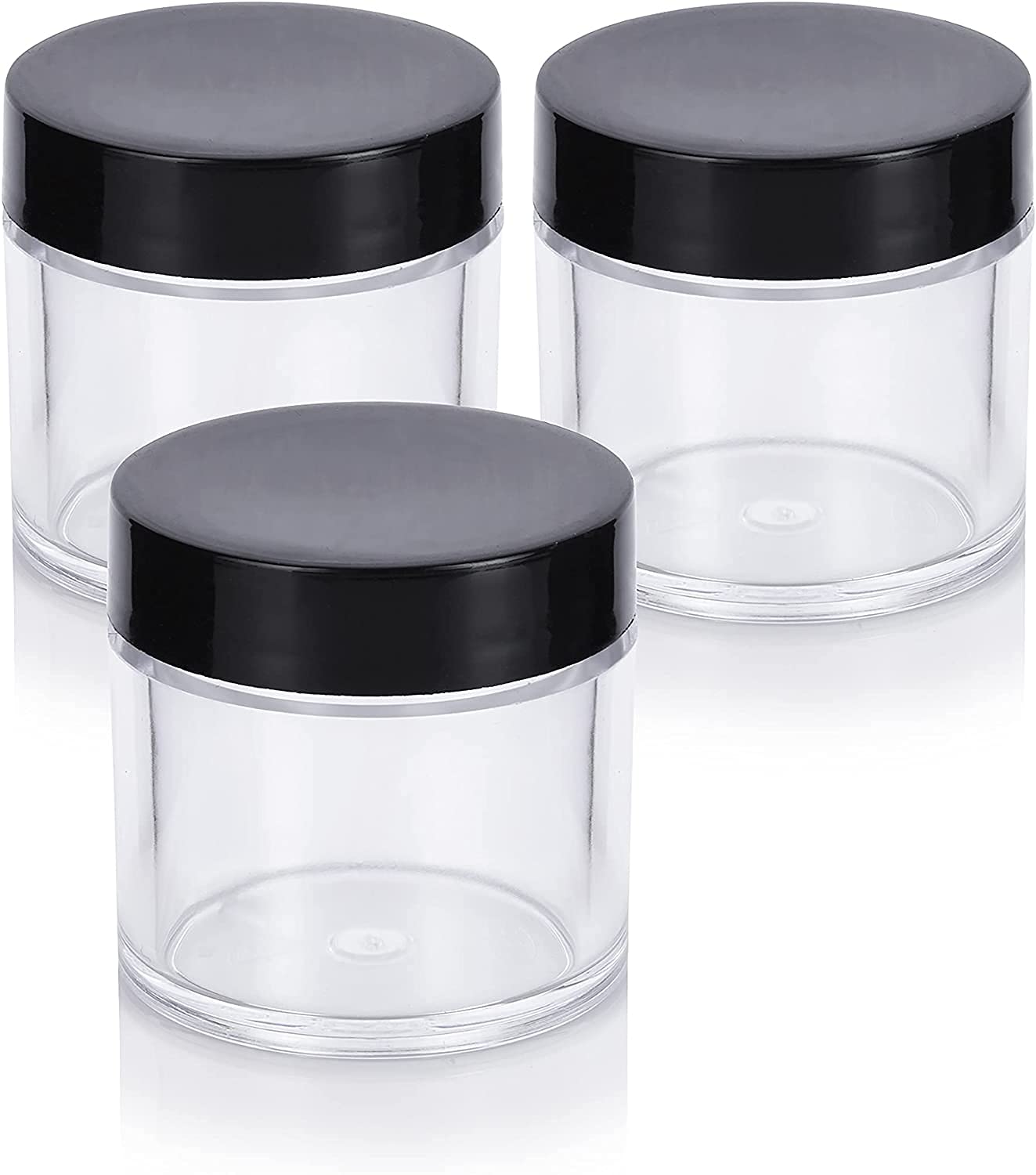 Premium 100g Black Transparent Acrylic Cosmetic Jars for Creams, Lip Balm, Body Butter & Essential Oils - Leakproof Makeup Containers (Pack of 3) - Perfect for DIY Beauty Products, Travel Toiletries & Salon Storage