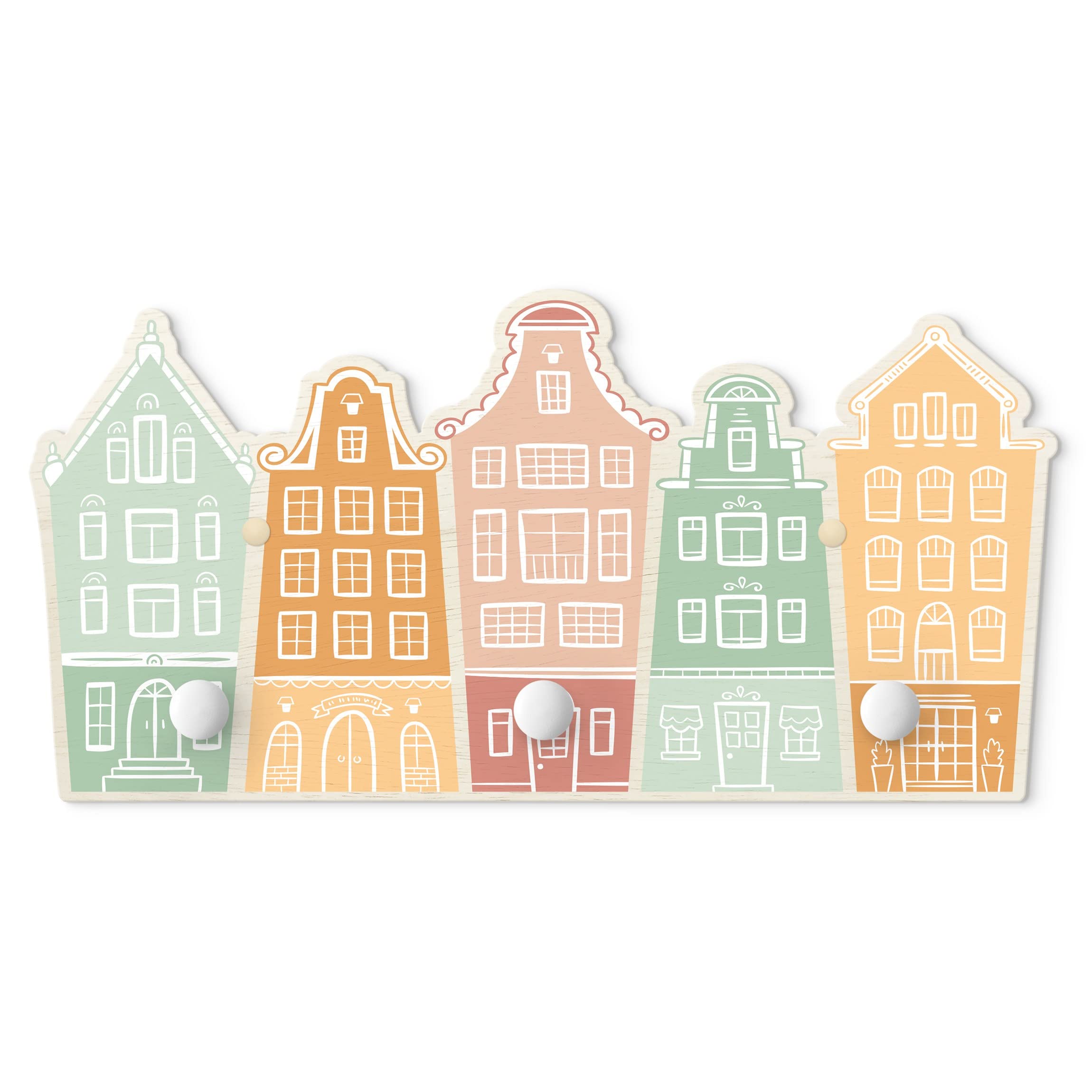 Kids Coat Rack with Cute House Design - Wall Mounted Children's Clothes Hanger (7.87x15.74 Inches) - Perfect for Bedrooms, Playrooms & Daycare Organization