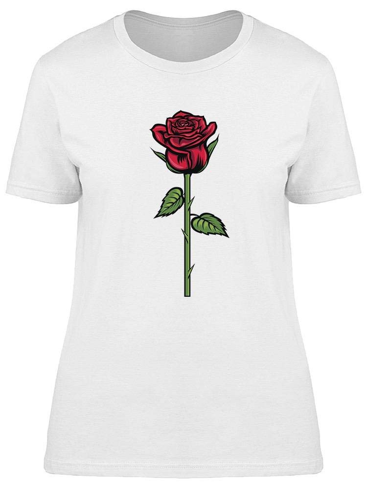 Women's Red Blooming Rose With Thorns Graphic T-Shirt | Soft Cotton Casual Tee for Everyday Wear & Street Style