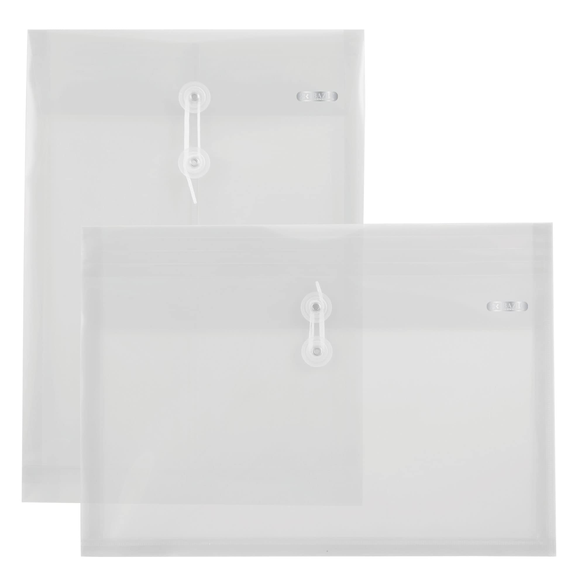 BAZIC Clear Plastic Envelopes with String Closure - Letter Size (9