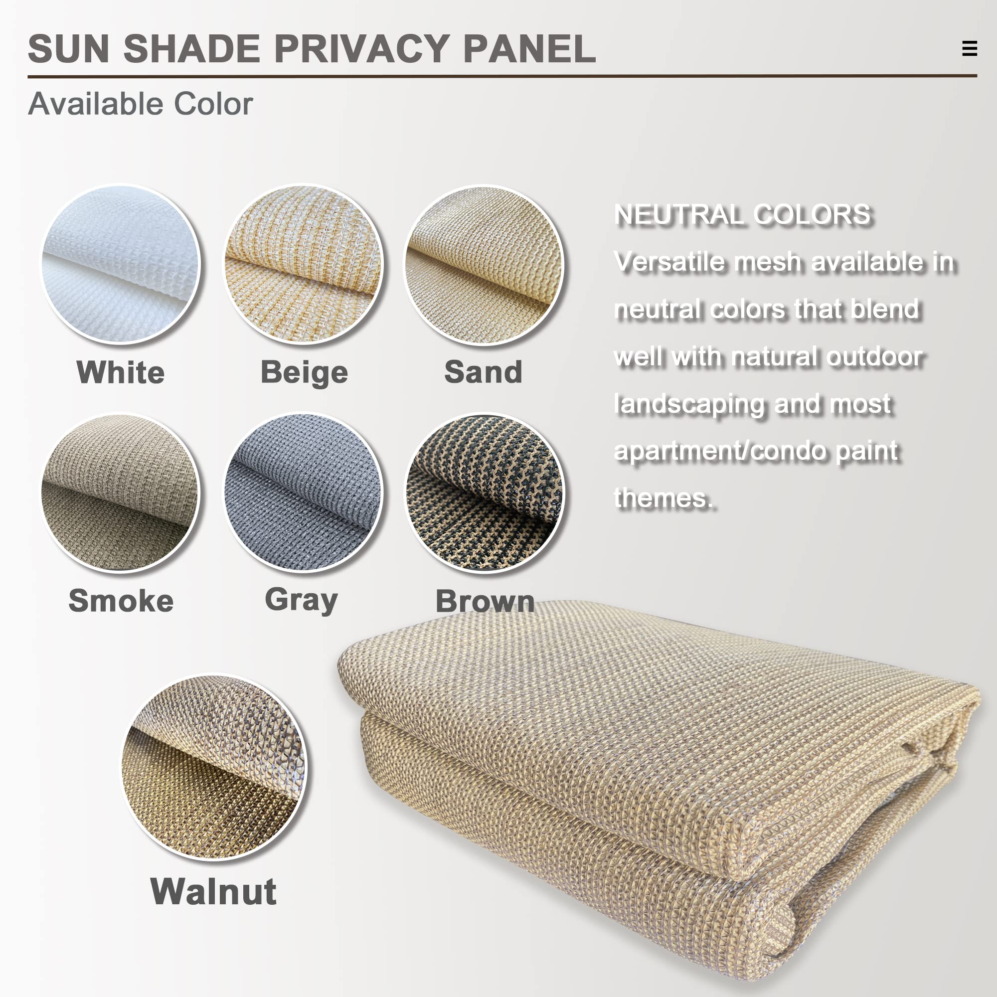 Alion Home 10' x 14' Walnut Sun Shade Privacy Screen with Grommets - UV Protection Outdoor Shade Cloth for Patio, Pergola, Window Cover - Perfect for Backyard, Deck, and Poolside Privacy