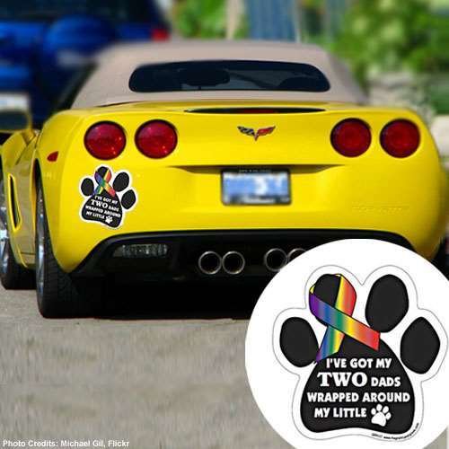 Funny Car & Mailbox Magnet - 'I've Got My Two Dads Wrapped Around My Little Paw' - Perfect for Father's Day Gifts, Truck Decor, and Mailbox Accessories