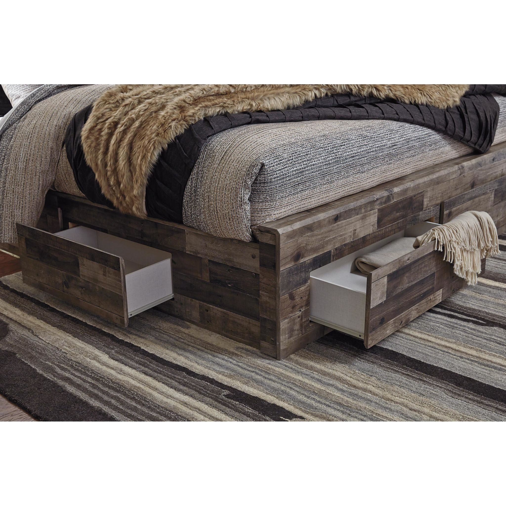 Derekson 5-Piece Queen Size Bedroom Furniture Set with Storage - Modern Multi-Gray Finish | Perfect for Small Spaces & Guest Rooms