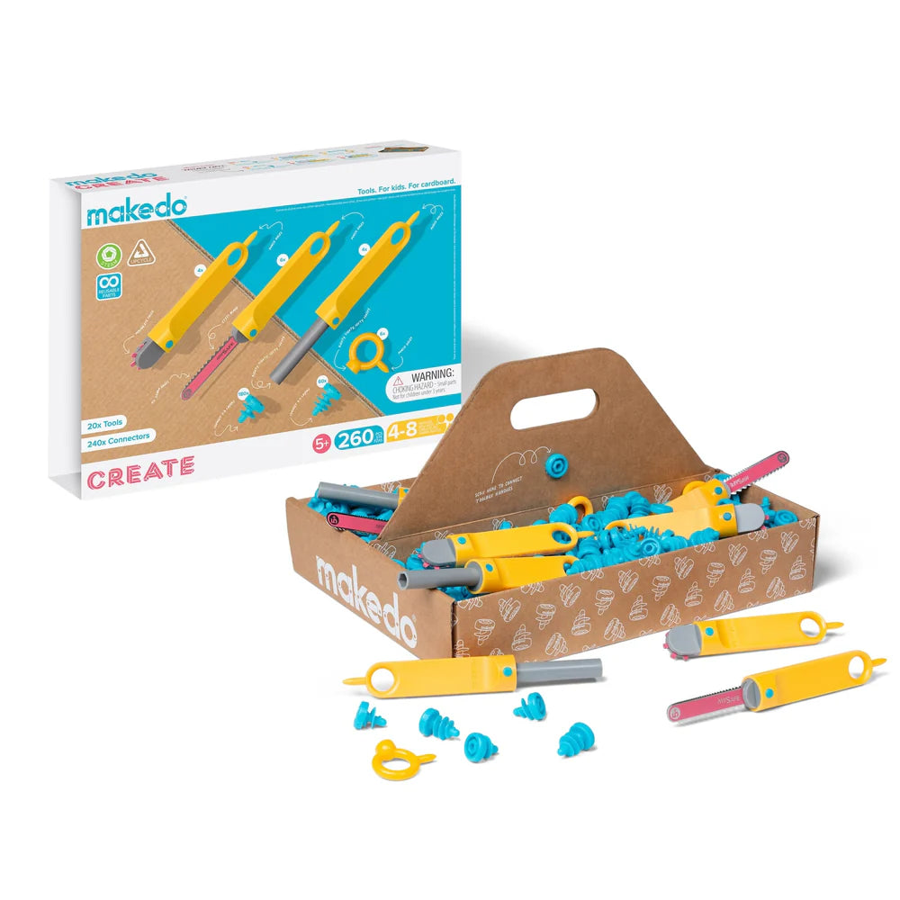 Makedo Create - Kids DIY Cardboard Construction Kit for Creative Play | STEM Learning Toy for Building & Imagination | Perfect for Home, Classroom & Playroom Activities