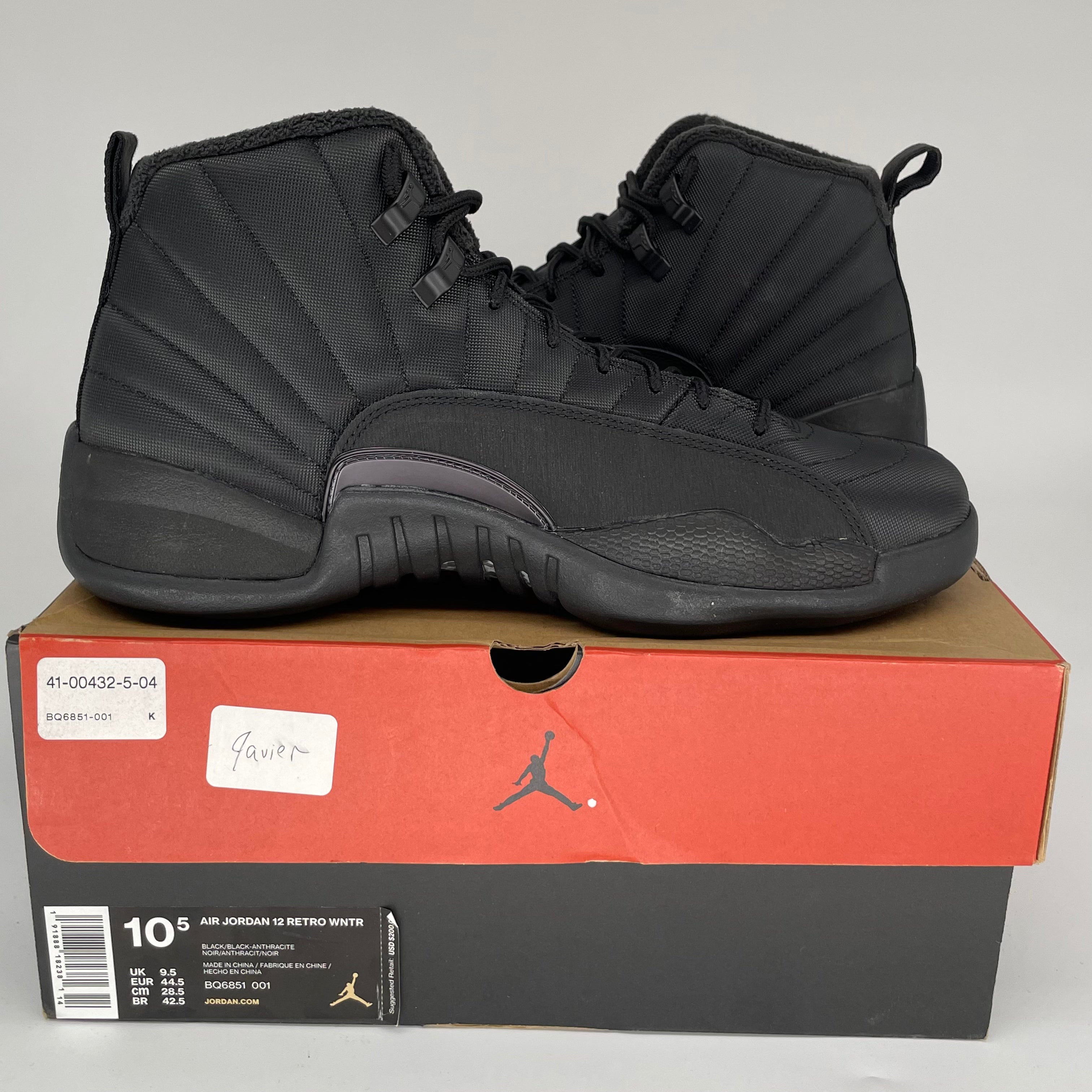 AIR JORDAN 12 Winter Black Men's Basketball Shoes Size 10.5 BQ6851-001 - Perfect for Streetwear & Winter Sports Fashion
