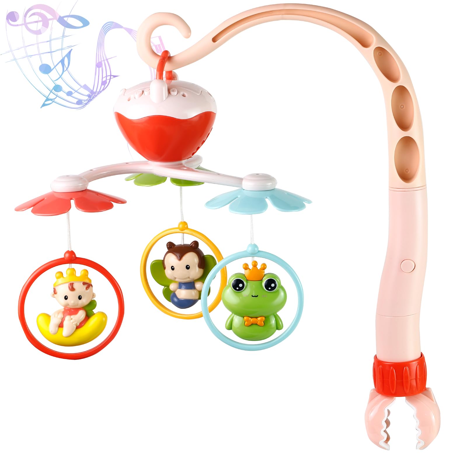 Baby Crib Mobile with Digital Music Box - 8 Soothing Lullabies, Auto-Rotating Nursery Mobile for Boys & Girls (Pink) | Perfect for Newborn Sleep Aid & Nursery Decor