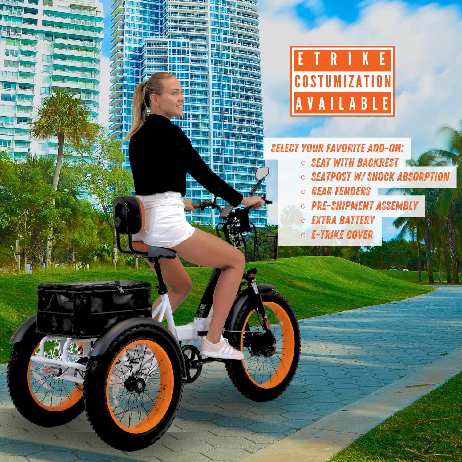 750W Electric Fat Trike with 48V Lithium Battery - Foldable 24