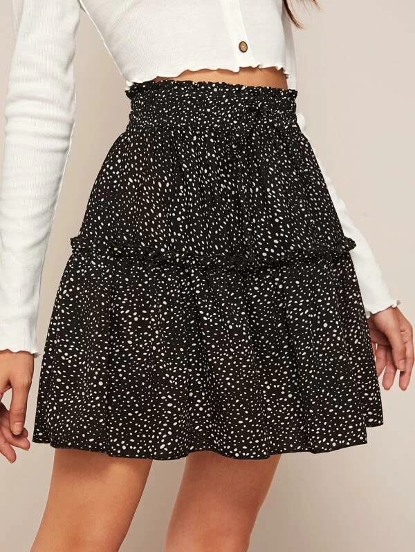 Women's Floral Print High Waist Flowy Mini Skirt - A-Line Ruffle Flared Skater Skirt for Summer, Party, and Casual Outfits