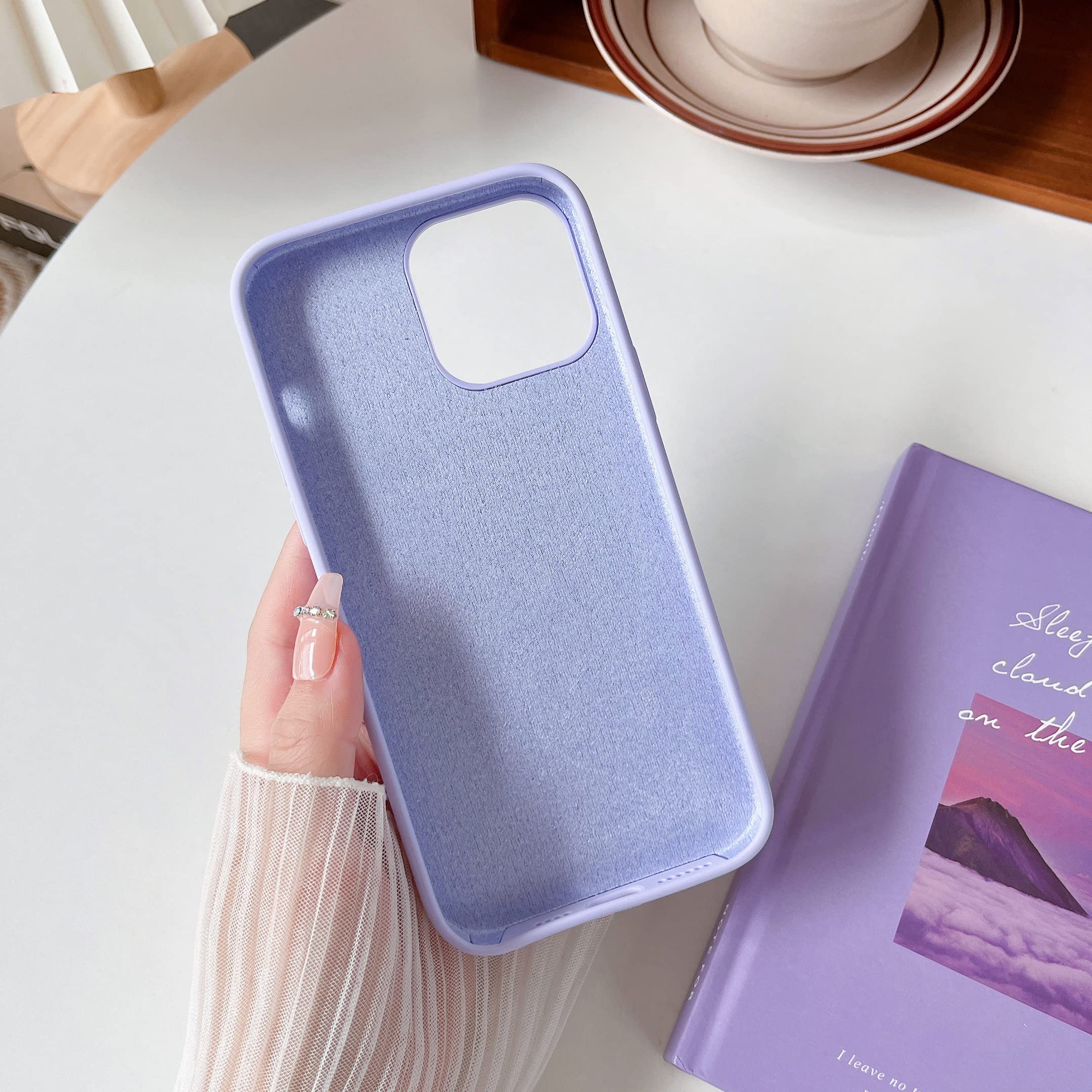 Jmltech iPhone 13 Pro Max Case - Shockproof Silicone Protective Cover with Soft Microfiber Cloth | Cute Lavender Color | Durable & Liquid Resistant | Perfect for Everyday Use, Work, and Travel