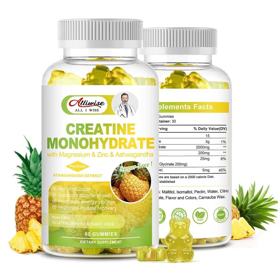 Best Creatine Gummies for Muscle Growth - 60 Count (2000mg Per Serving) - 1 Month Supply - Delicious Workout Supplement for Athletes & Fitness Enthusiasts