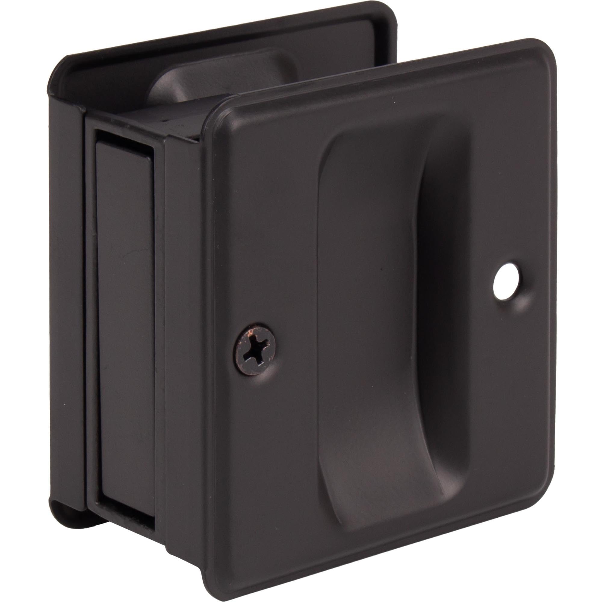 Square Pocket Door Lock with Passage Latch - Matte Black Finish for Hallways & Closets | Durable & Stylish Hardware for Smooth Sliding Door Operation