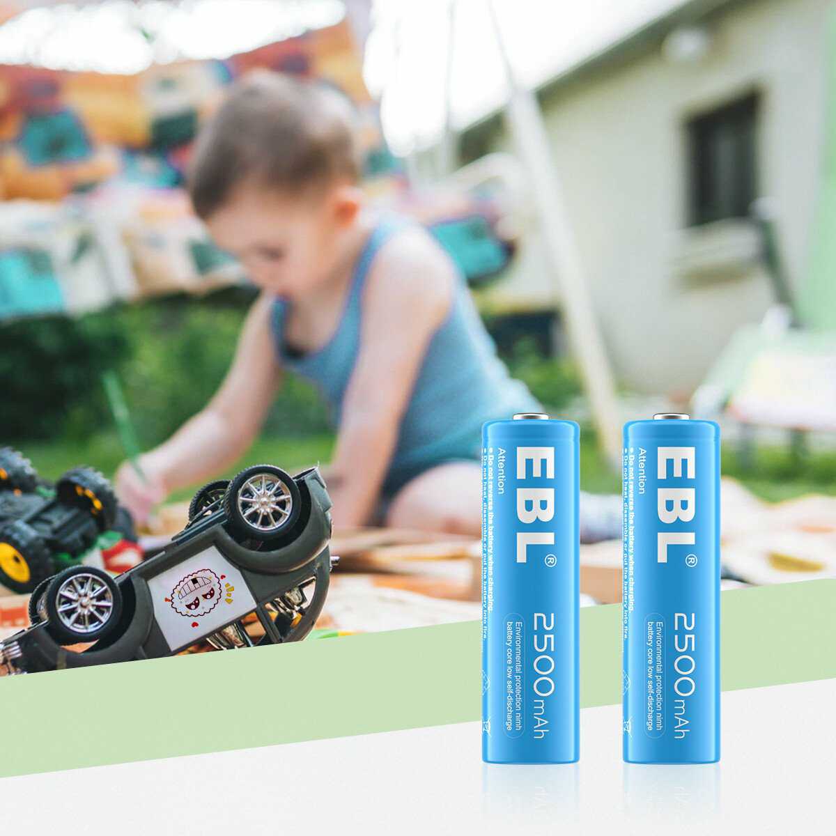 EBL 10-Pack Rechargeable AA Batteries 1.2V 2500mAh - Rainbow Colored High Capacity NiMH Batteries for Cameras, Toys, Flashlights & Electronics