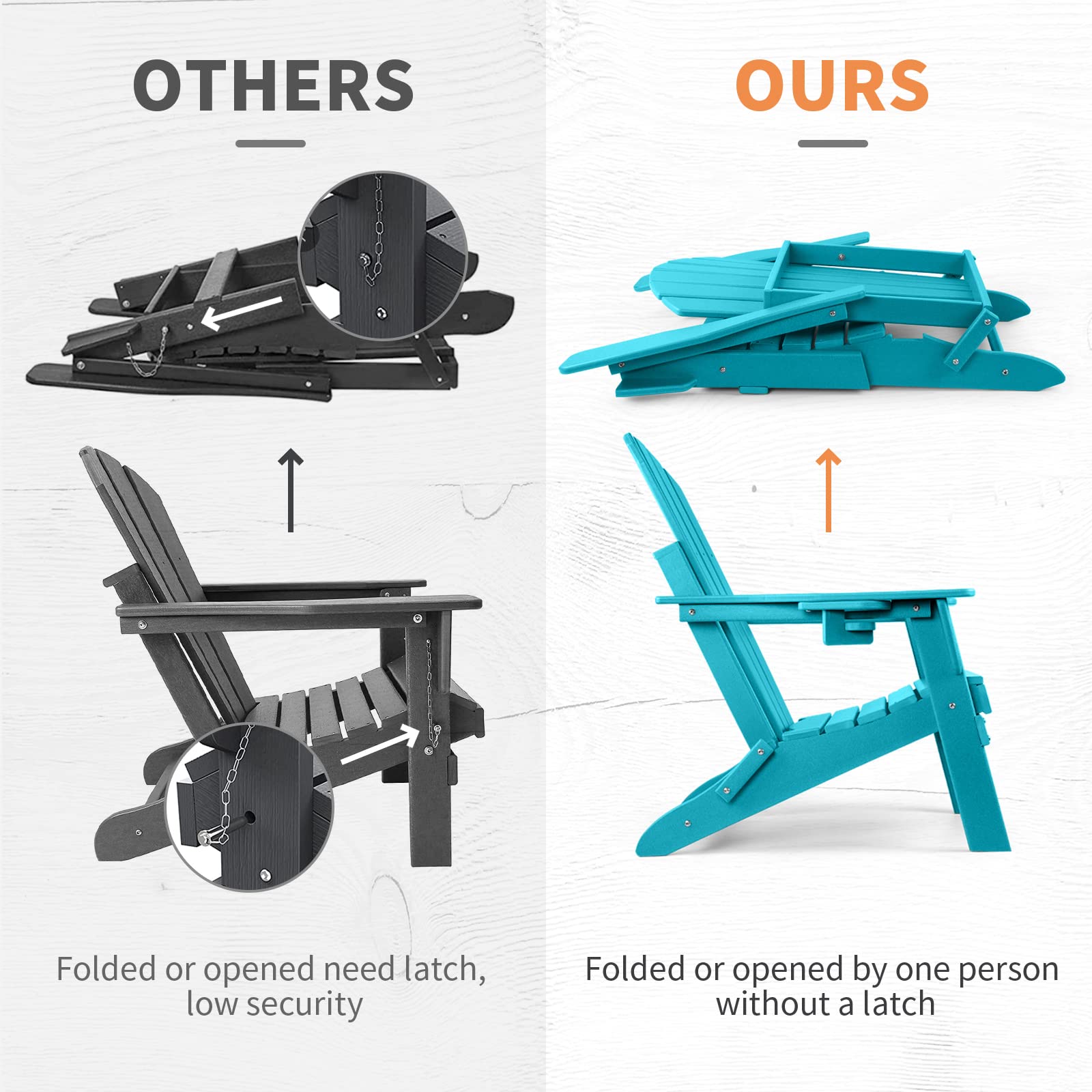 FUNBERRY 2-Pack Folding Adirondack Chairs - Heavy Duty HDPE All-Weather Outdoor Fire Pit Chairs with Cup Holders - Perfect for Patio, Backyard, Camping & Beach Relaxation