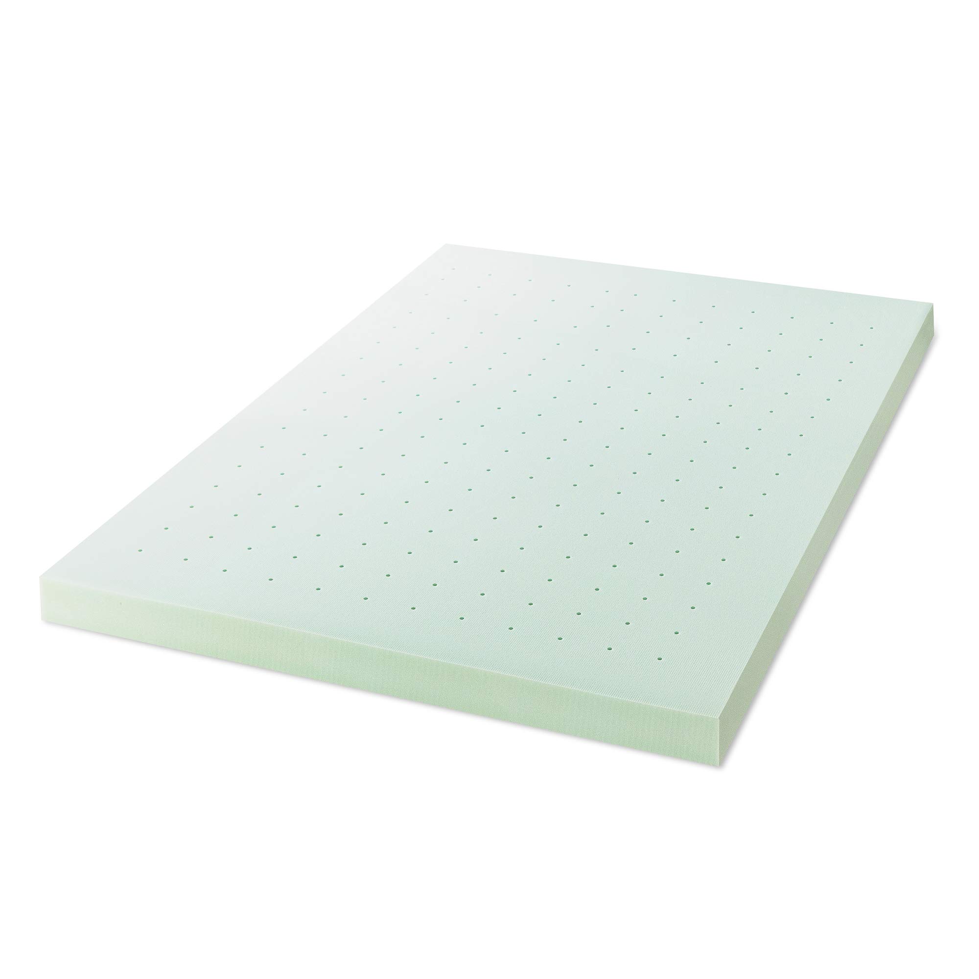 4 Inch Ventilated Memory Foam Mattress Topper with Green Tea Infusion - CertiPUR-US Certified, King Size | Cooling Mattress Pad for Back Pain Relief & Pressure Relief | Perfect for Guest Beds, Dorm Rooms & Home Use