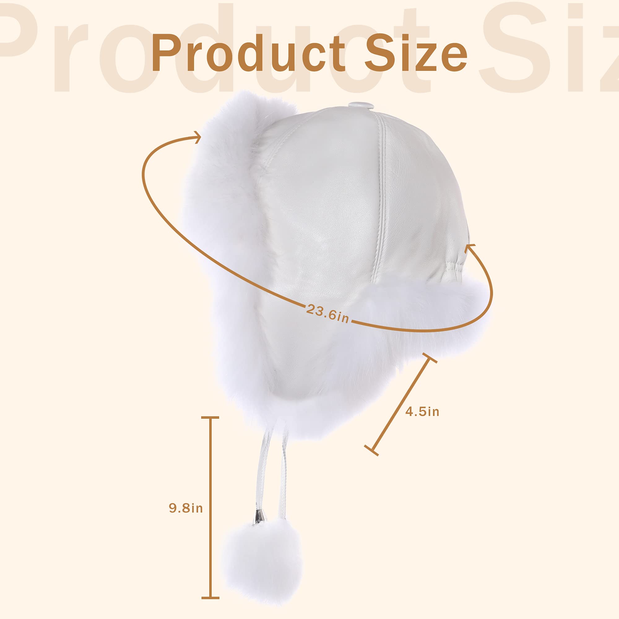 Fur Story Women's Fur Trapper Hat with Sheepskin Earflaps - Warm Winter Hat with Pom Pom for Cold Weather - Perfect for Skiing, Snowboarding & Outdoor Winter Activities