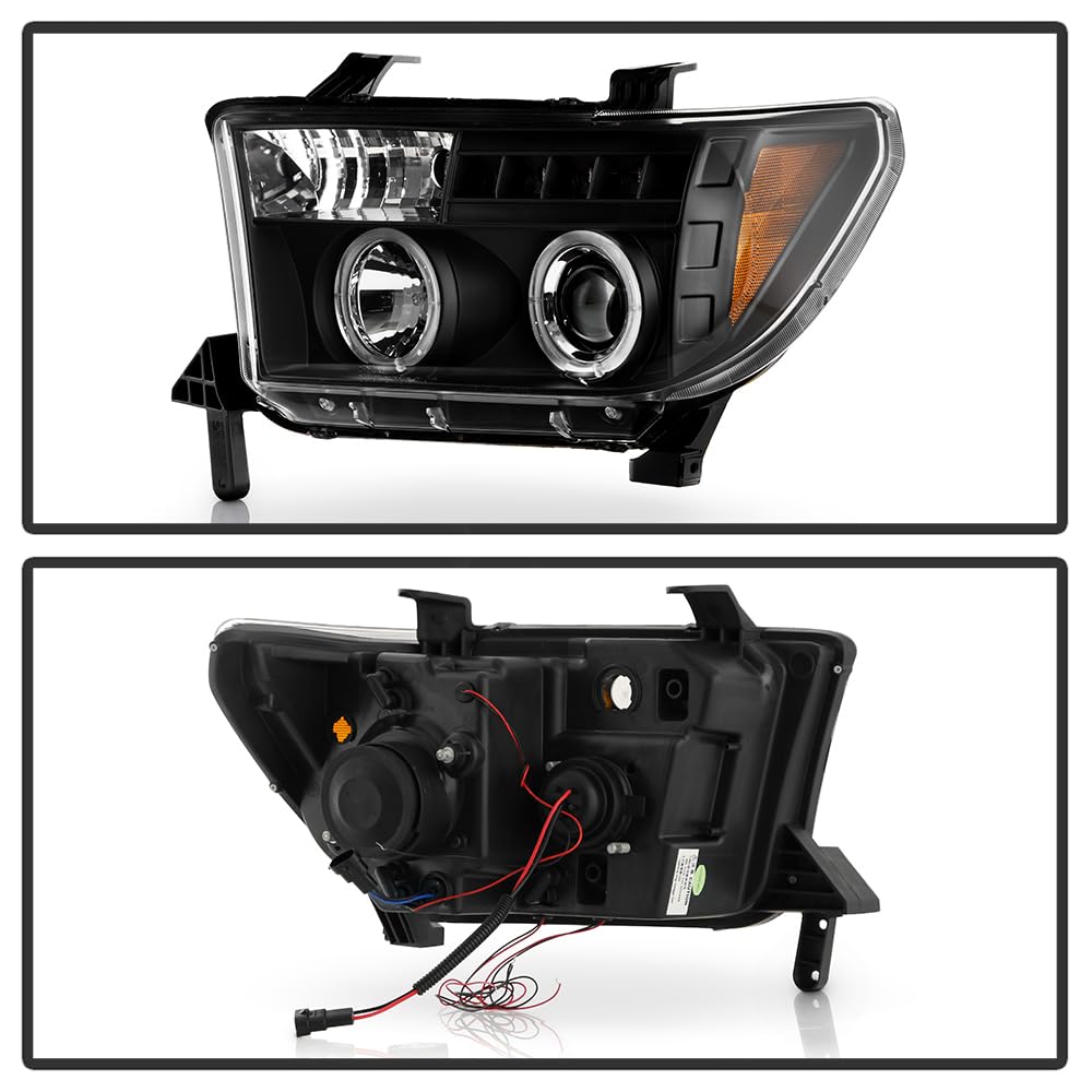 Xtune LED Projector Headlights with Halo Ring for Toyota Tundra & Sequoia - Durable Off-Road Lighting Upgrade for Night Driving & Adventure