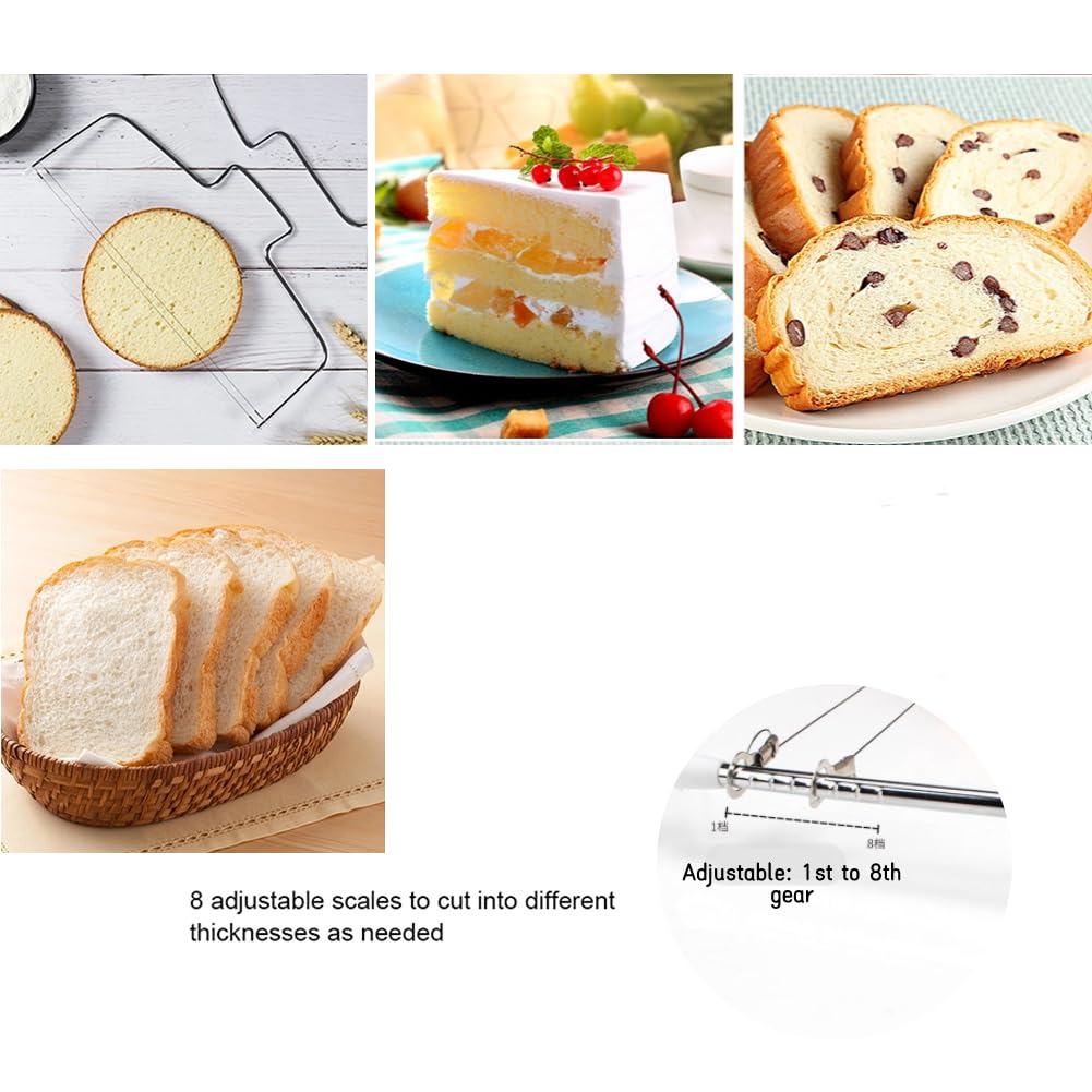 Haofy 2-Piece Adjustable Cake Cutter with Stainless Steel Wires - Professional Cake Slicing Tool for Home Bakers & Cake Shops - Perfect for Birthday Cakes, Wedding Cakes & Pastry Cutting