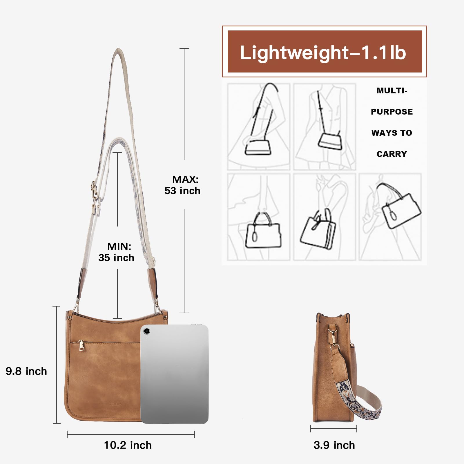 Trendy Vegan Leather Crossbody Purse for Women - Adjustable Guitar Strap Bucket Hobo Handbag | Perfect for Everyday Use, Travel & Casual Outings
