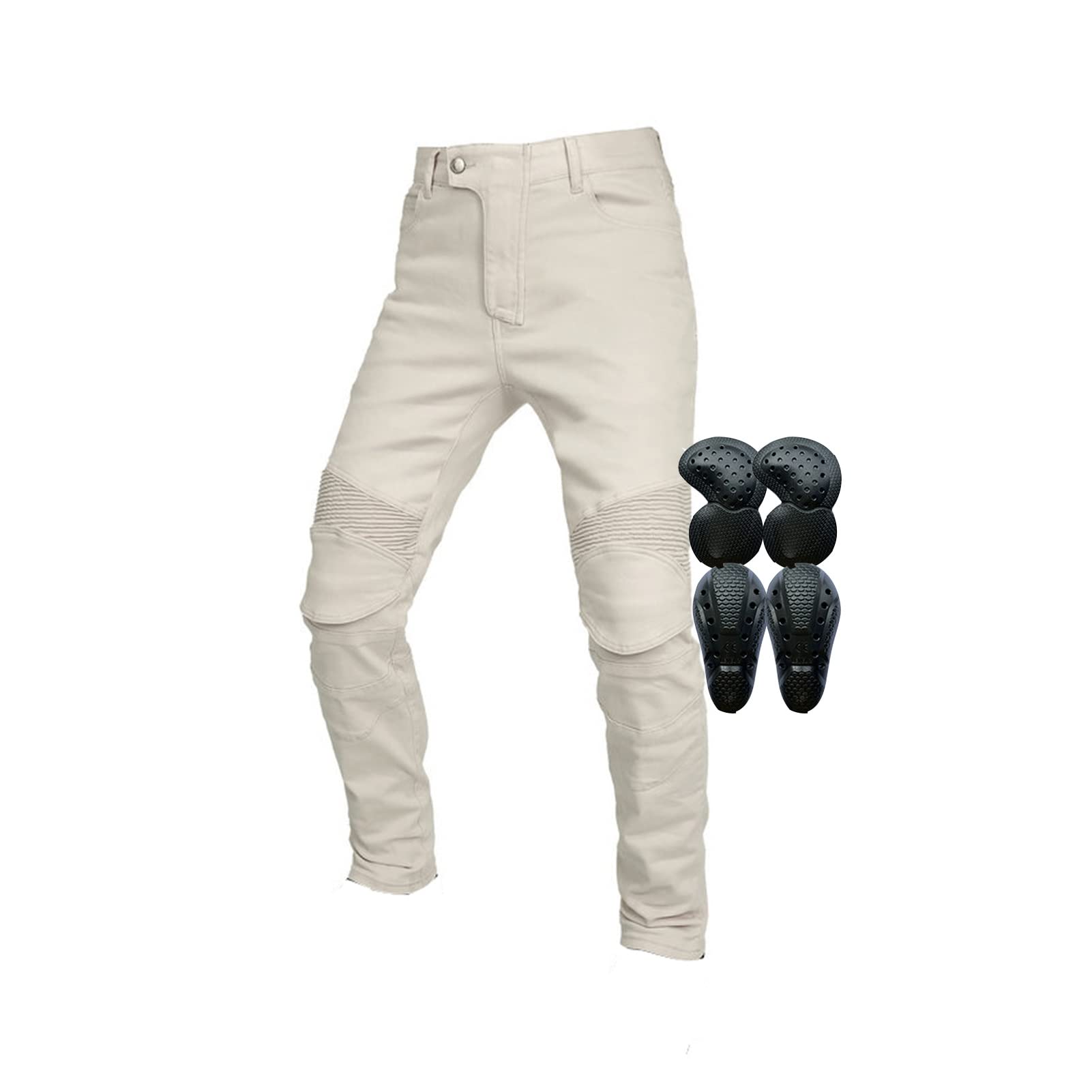 Vintage White Motorcycle Pants for Women - Breathable Riding Pants with Armor Protection (White, X-Large/34) | Perfect for Cruiser & Touring Bikes, Commuting & Long Distance Rides