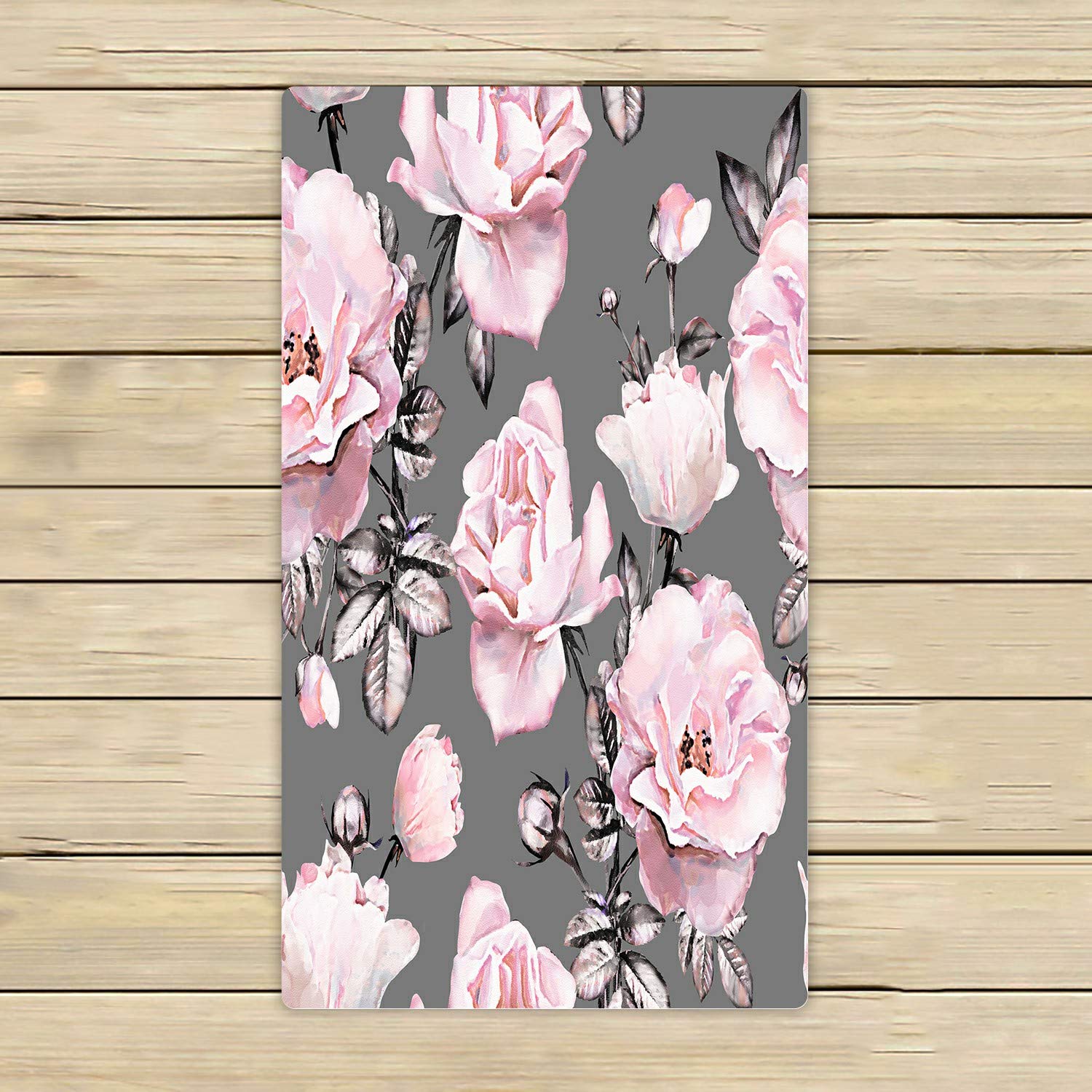 ABPHQTO Pink Floral Leaves Gray Bath Towel - 16x28 Inch Soft Absorbent Beach, Pool, Spa & Travel Towel for Women & Men | Perfect for Gym, Yoga, Vacation & Home Use