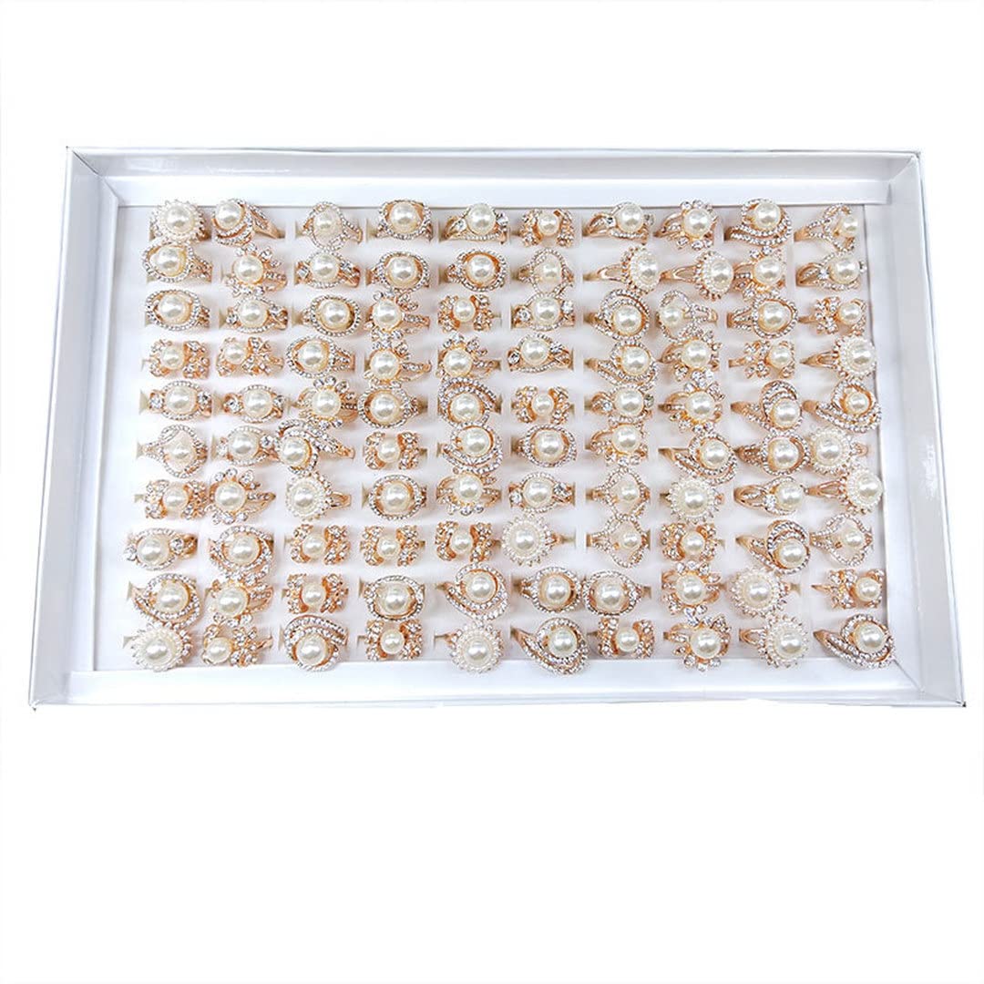 YITANA Large Jewelry Box Organizer for Women - 100 Pack Pearl Ring Storage Case with Multiple Compartments | Perfect for Jewelry Organization, Travel & Gift Giving