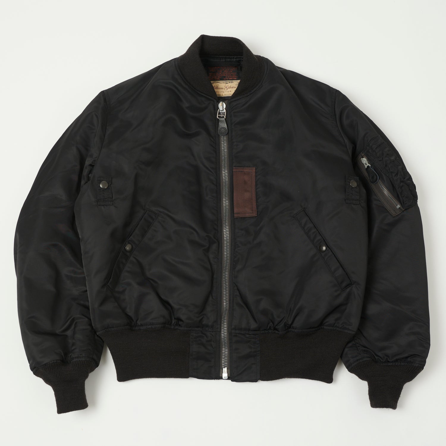 Buzz Rickson's X William Gibson MA-1 Bomber Jacket - Albert Turner & Co Black Aviator Flight Jacket for Men | Military Style Outerwear for Casual Wear & Street Fashion