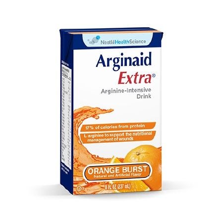 Arginaid Extra Arginine Supplement - 27 Count, 8 oz Tetra Brik with Orange Burst Flavor | Immune Support & Wound Healing | Ideal for Surgery Recovery & Active Lifestyles