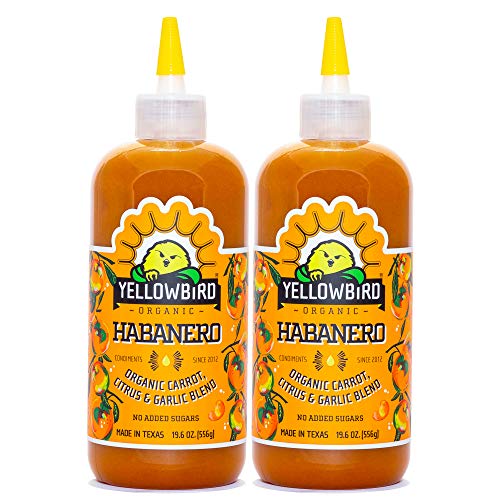Yellowbird Organic Habanero Hot Sauce 19.6 oz - Medium Spicy Pepper Sauce (2 Pack) | Perfect for Tacos, Wings & Grilling | Vegan & Gluten-Free