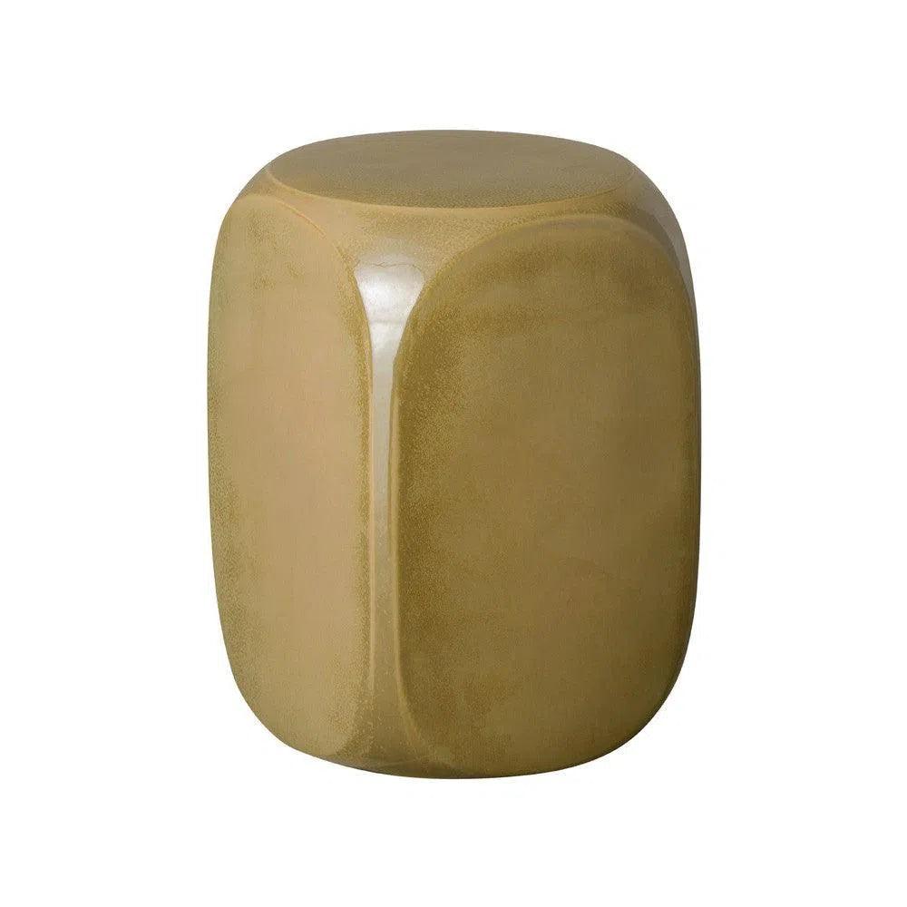 19 Inch Ceramic Dice Outdoor Garden Stool - Decorative Patio Seating for Gardens, Porches & Poolside Areas