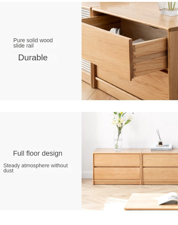 Solid Oak Wood TV Stand with Storage Shelf - Perfect for Living Room, Bedroom & Home Theater Entertainment Centers