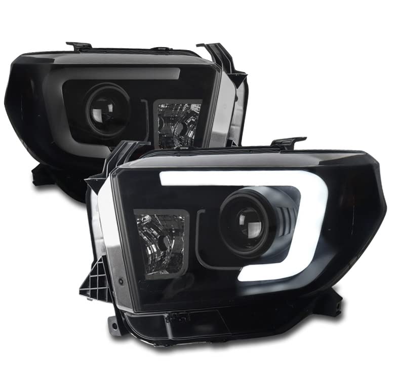 2014-2019 Toyota Tundra LED Projector Headlights - Black/Smoke Tube Style for Enhanced Night Visibility | Perfect for Off-Roading & Night Driving