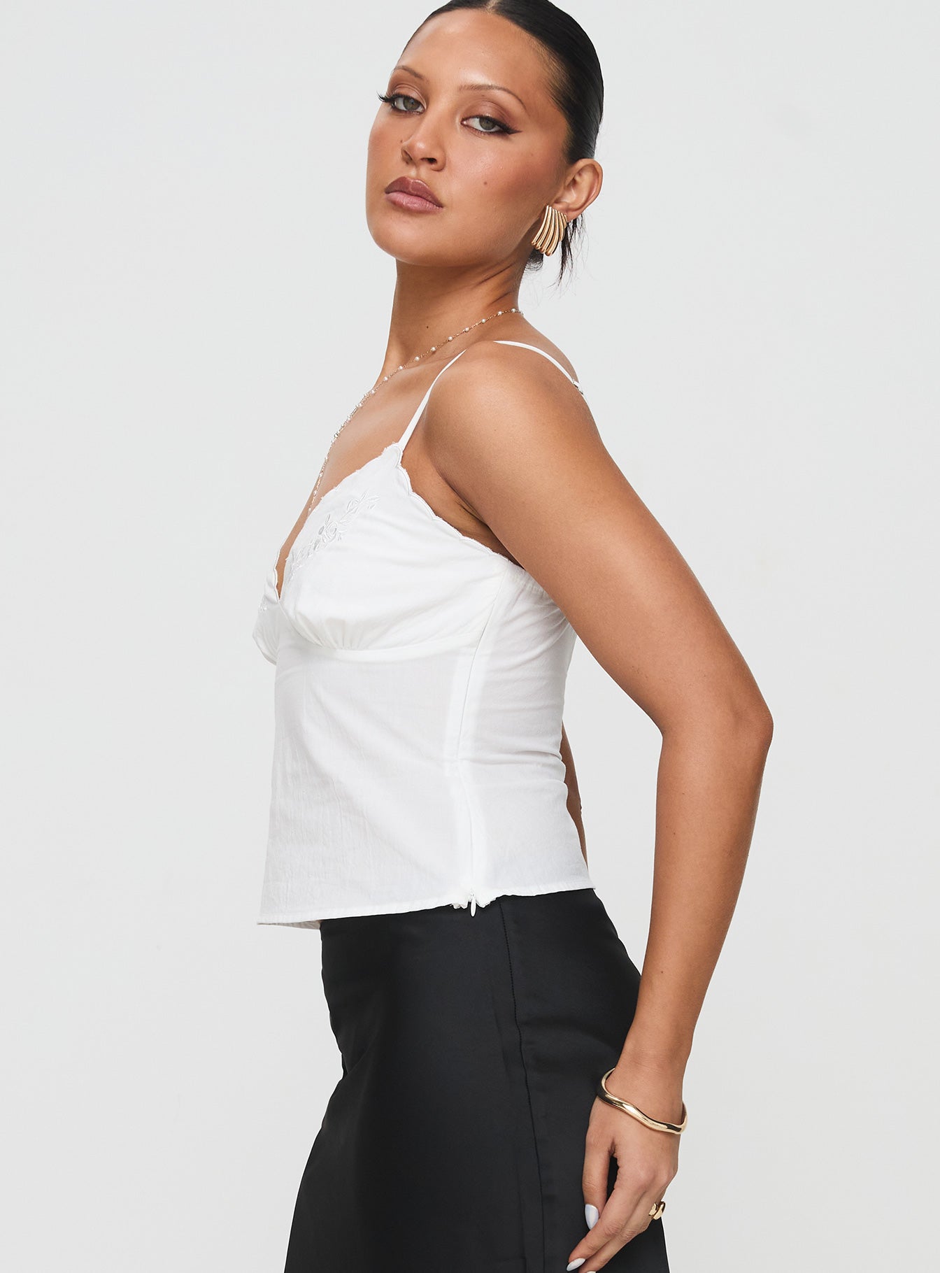Aruba Embroidered Cami Top - Women's White Lace Summer Tank Top for Beach Vacation & Boho Outfits