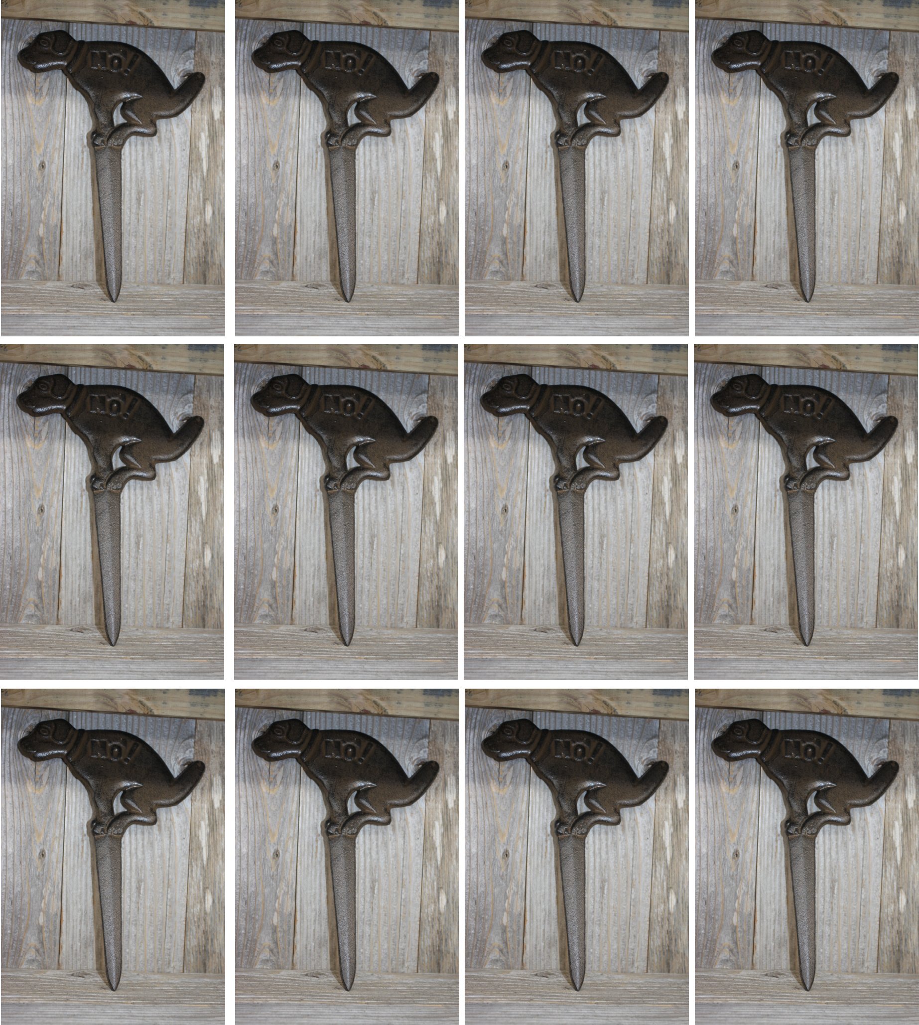 Vintage Cast Iron Garden Club Gifts - No Poop Yard Stake Set of 12 (11.5 Inch) - Humorous Outdoor Decor for Lawns, Gardens & Pet-Friendly Yards