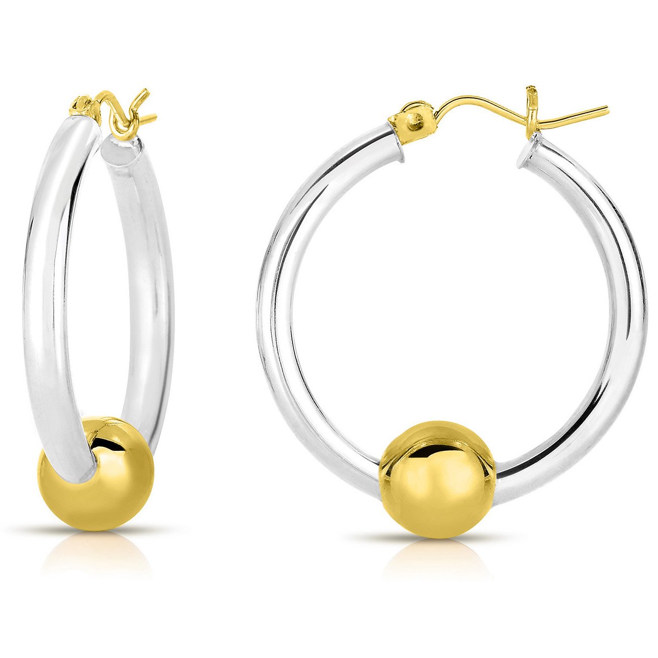 14K Solid Gold & Sterling Silver Earrings - Gold Post & Hinge Hoop Earrings for Women | Elegant Everyday Jewelry for Work, Parties & Special Occasions