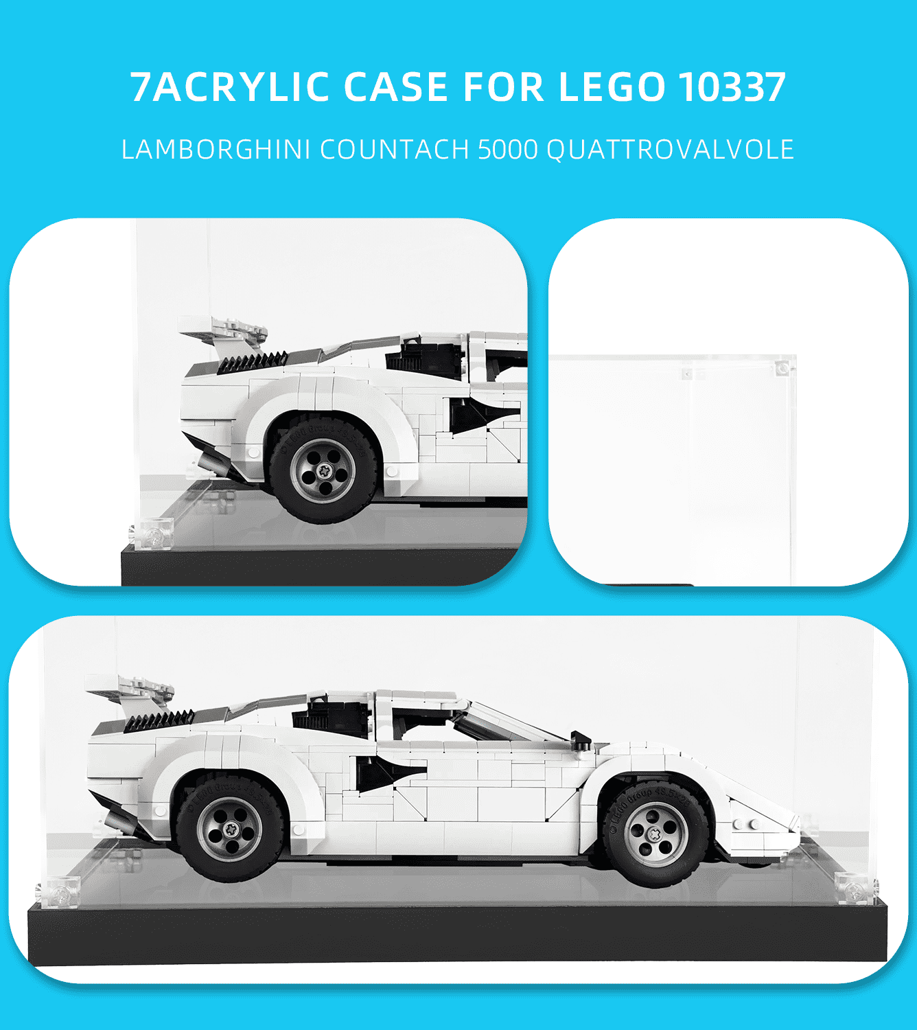 LEGO Lamborghini Countach 5000 Quattrovalvole 10337 Display Case - Clear Protective Showcase for LEGO Technic Car Model - Perfect for Home Decoration, Office Display & Collector's Showcase