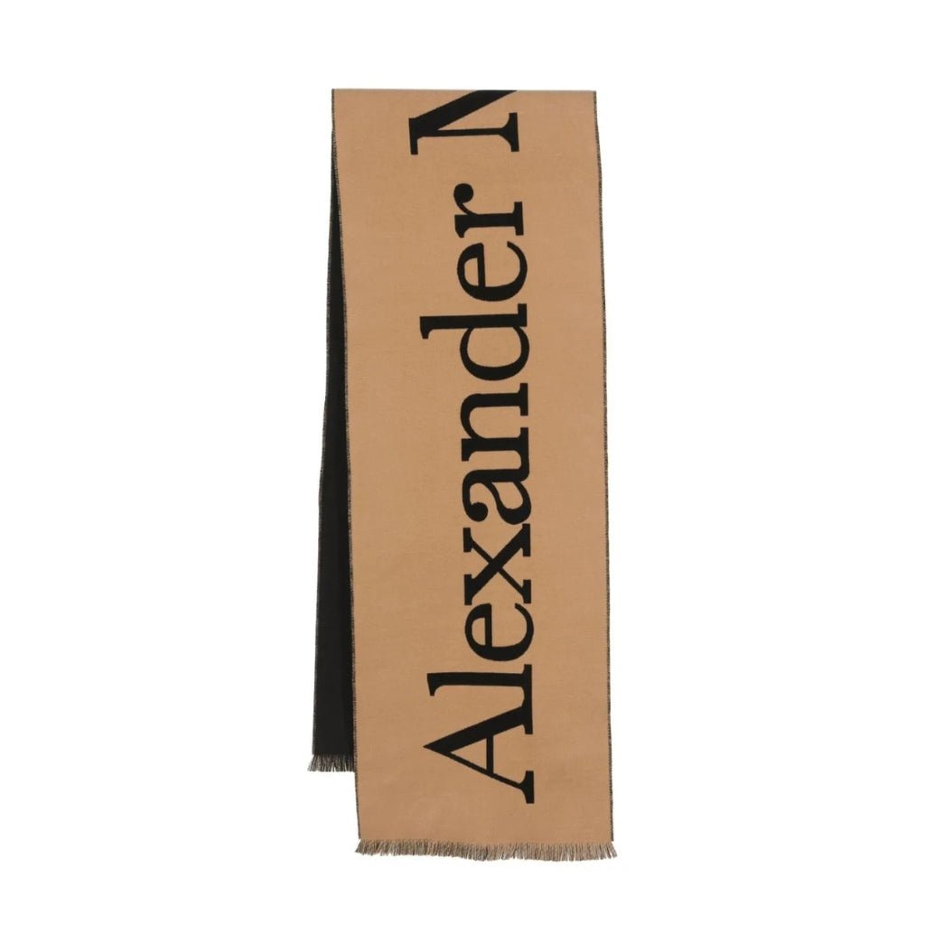 ALEXANDER McQUEEN Brown & Black Luxury Cashmere Scarf - Warm Winter Fashion Accessory for Women & Men | Perfect for Cold Weather, Office & Outdoor Activities