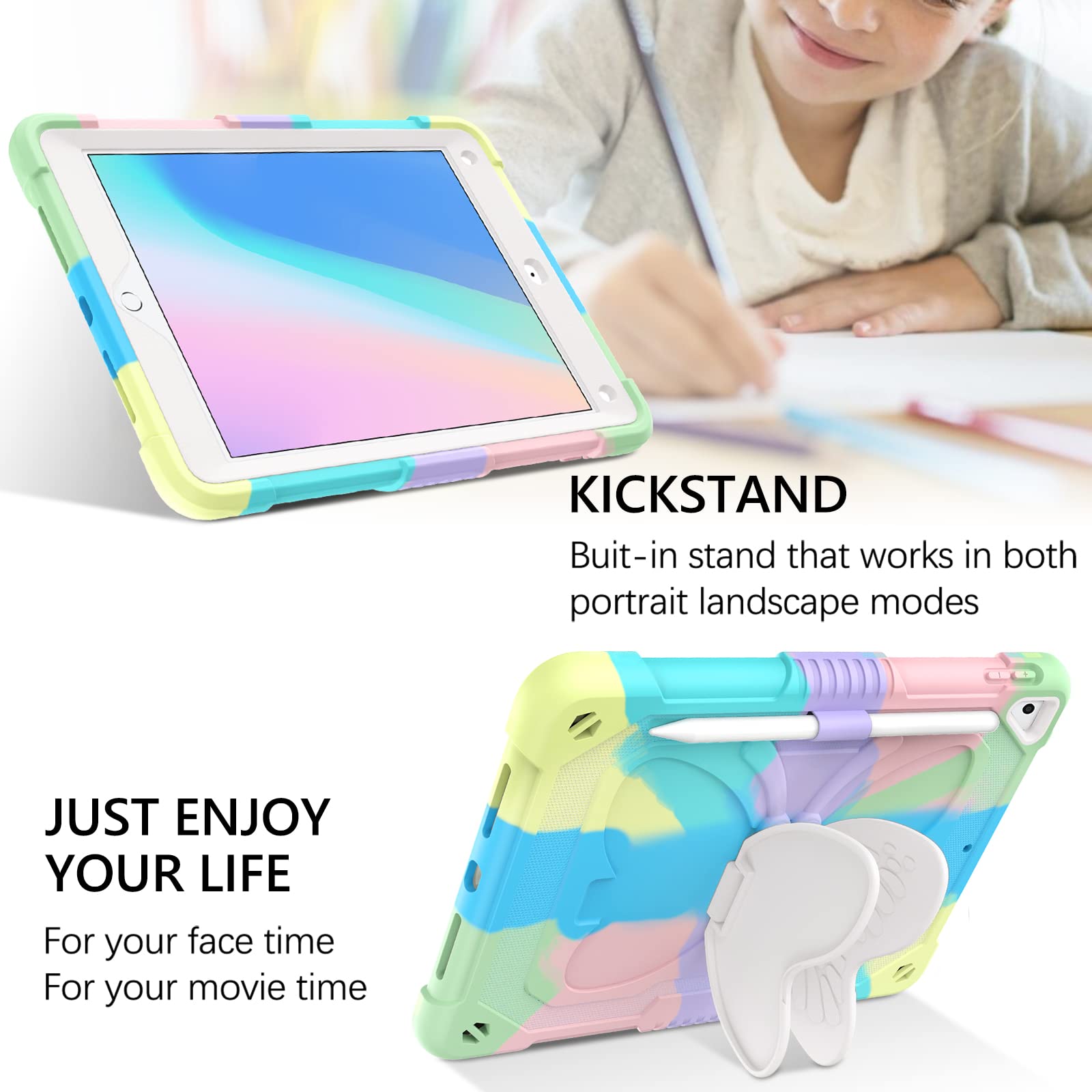 GUAGUA Kids Shockproof iPad Case - Compatible with iPad Air 2, iPad 5th/6th Gen (2017/2018) & iPad Pro 9.7