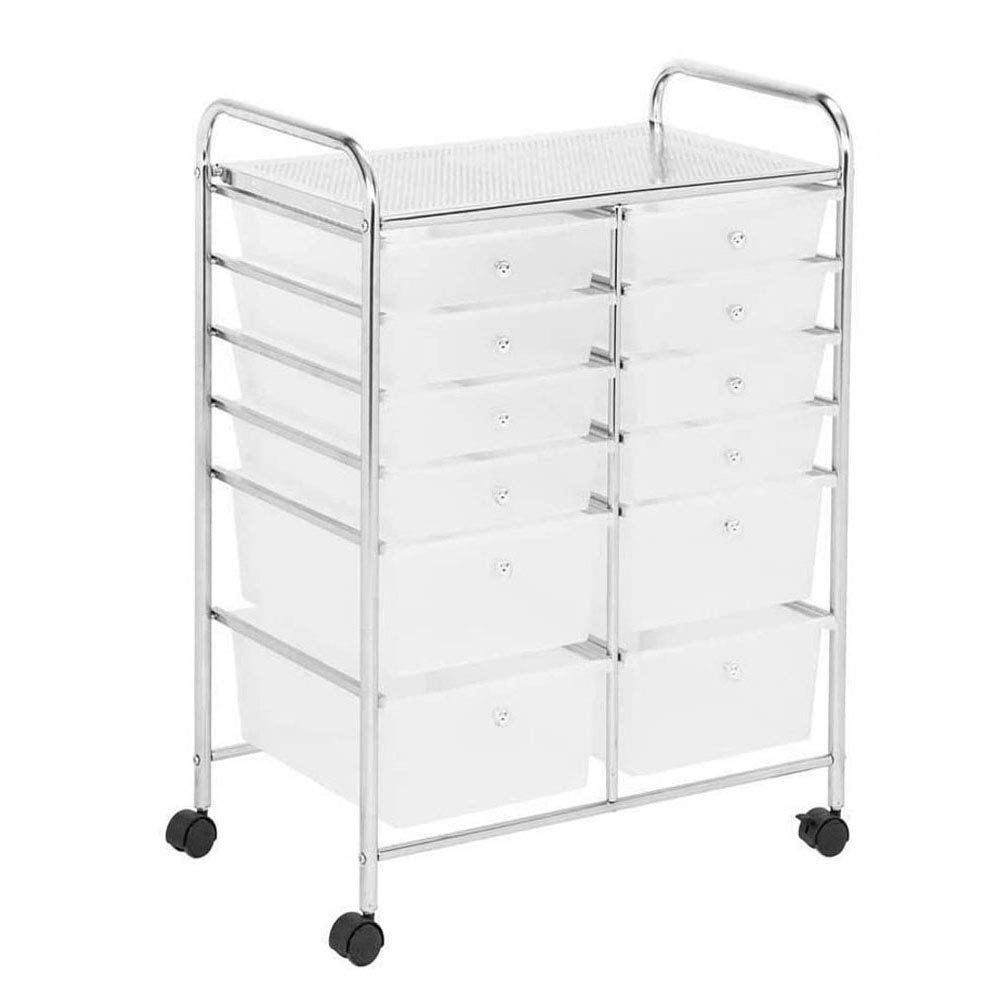 12-Drawer Rolling Storage Cart with Lockable Wheels - Durable Scrapbook & Paper Organizer for Office, School & Home (25