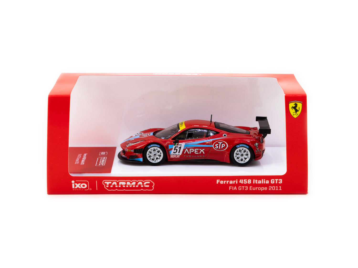 Tarmac Works X iXO Models 1/64 Ferrari 458 Italia GT3 FIA GT3 Europe 2011 #51 Diecast Model Car - Perfect for Collectors, Racing Enthusiasts, and Display Cases