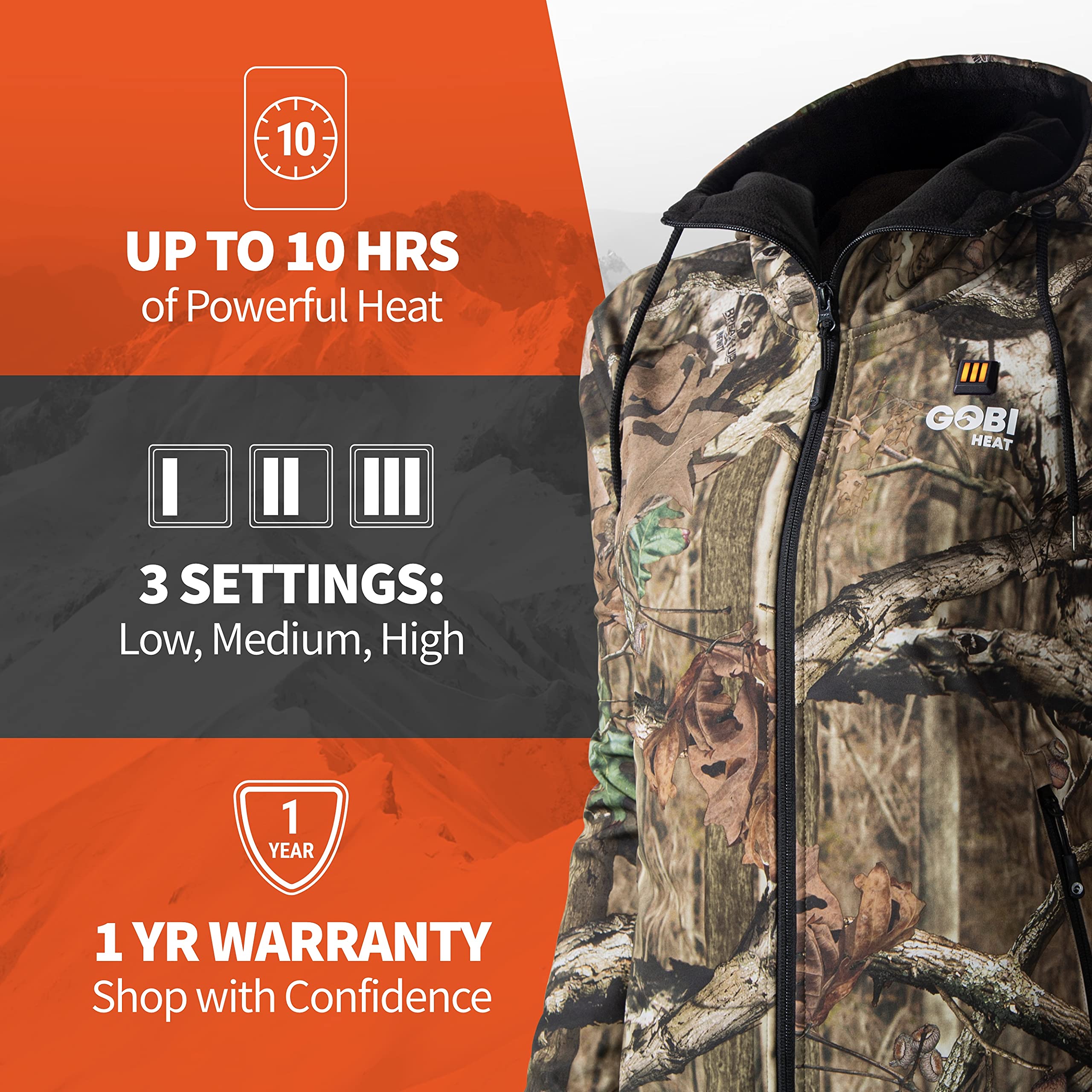 Women's Heated Hunting Hoodie with 10-Hour Battery Life - USB Rechargeable Winter Jacket for Outdoor Activities, Camping & Cold Weather Adventures