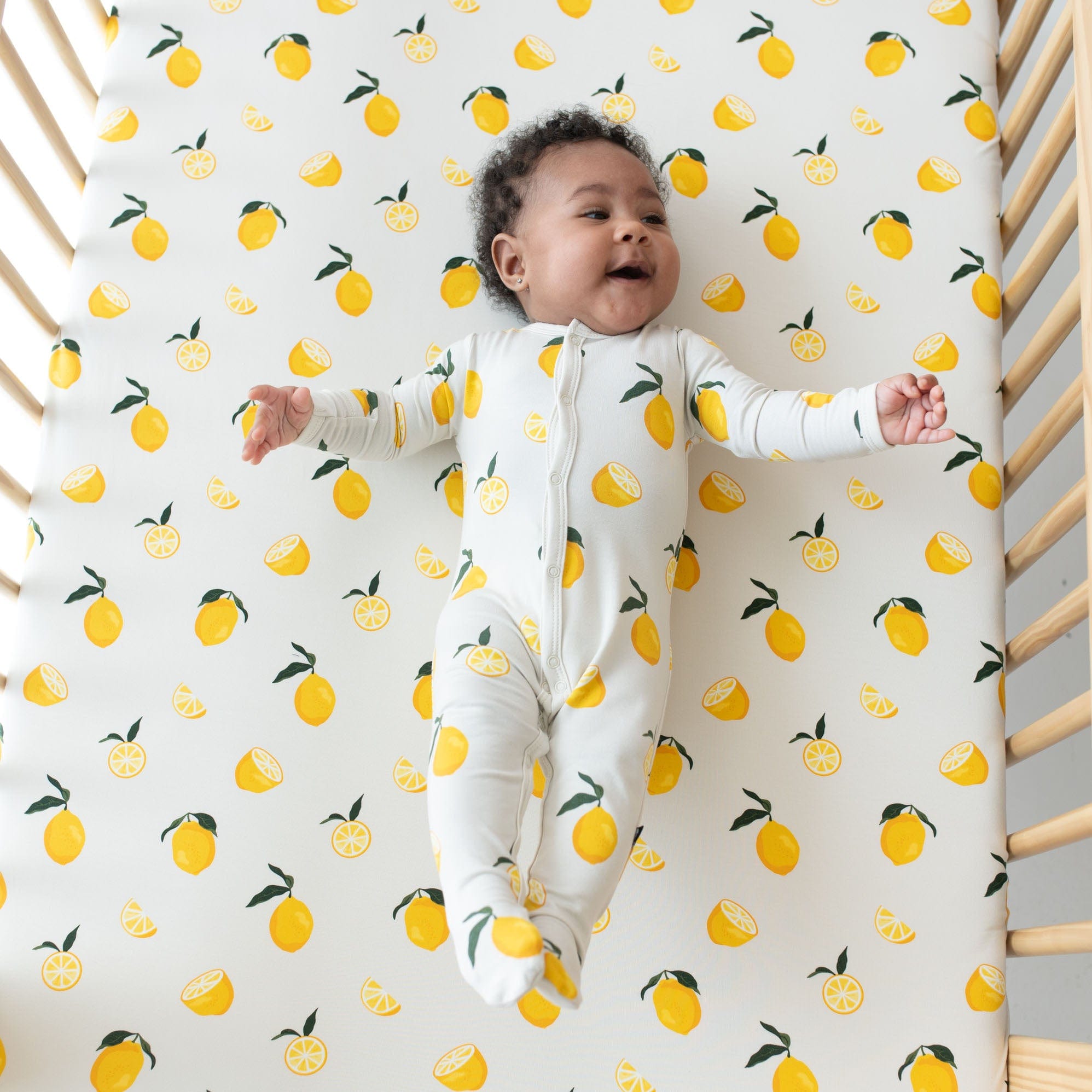 Organic Cotton Crib Sheet in Soft Lemon - Breathable & Hypoallergenic Baby Bedding for Nursery, Crib, and Bassinet - Perfect for Newborns & Toddlers