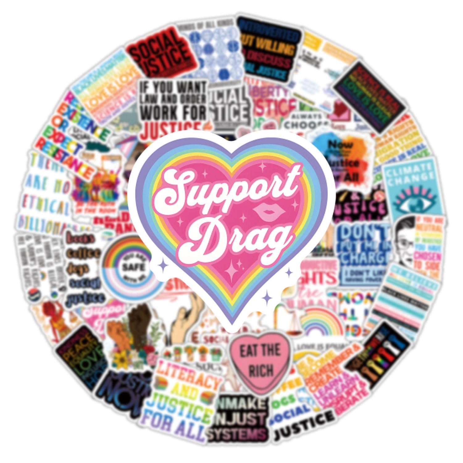 61Pcs Social Justice Stickers Pack - Cute Cartoon Vinyl Waterproof Decals for Water Bottles, Laptops, Phones, Skateboards - Perfect for Scrapbooking, Bumper Decor, Party Supplies - Ideal for Kids, Teens & Adults - Great for Social Awareness Events, School Projects & Activism Gear