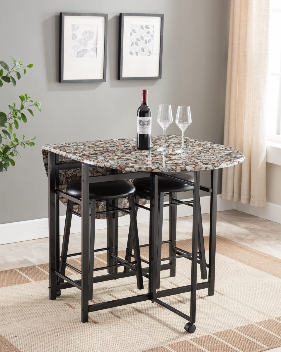 Modern Black/Cobblestone Wooden Dining Table Set - Contemporary 4-Piece Dinette for Kitchen, Breakfast Nook & Small Spaces - Perfect for Apartments, Condos & Cozy Homes