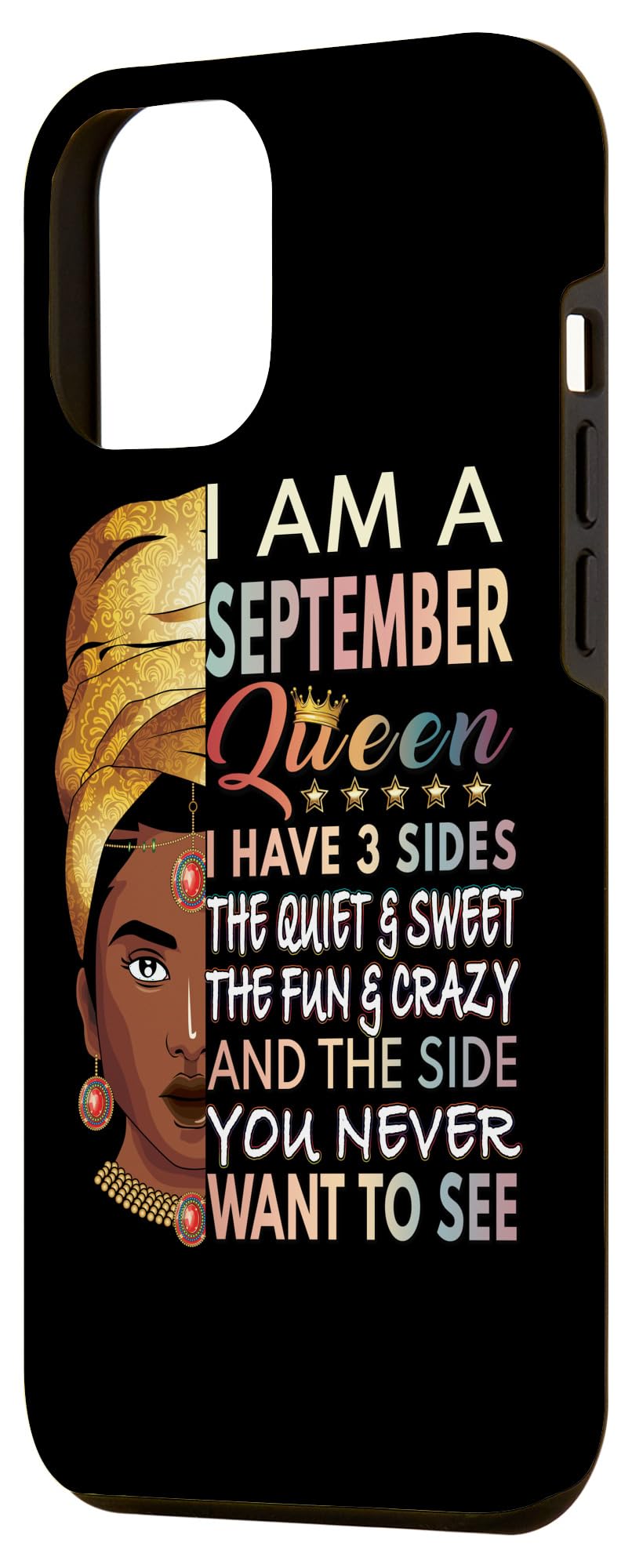 iPhone 12 Pro Max Case - Premium Black Protective Cover for Queens Born in September | Perfect Melanin Virgo Libra Birthday Gift | Compatible with Work, Travel & Everyday Use
