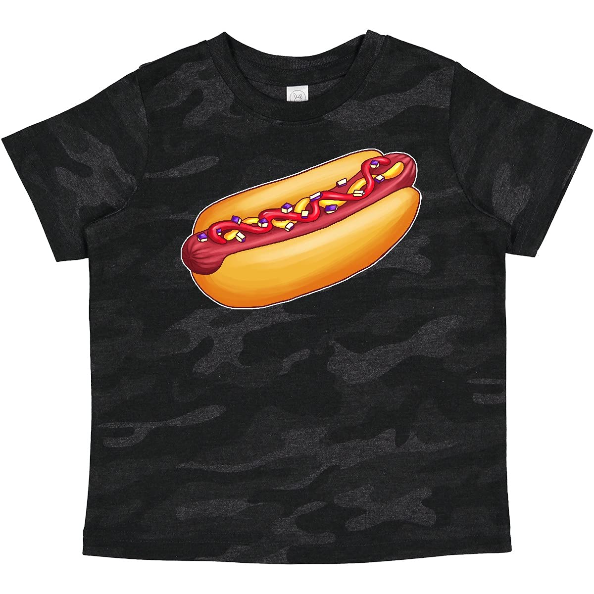 Inktastic Hot Dog Illustration with Mustard Onions and Ketchup Baby T-Shirt - Cute Graphic Tee for Toddlers, Boys & Girls - Perfect for Summer Outings, Playdates & Family BBQ Events